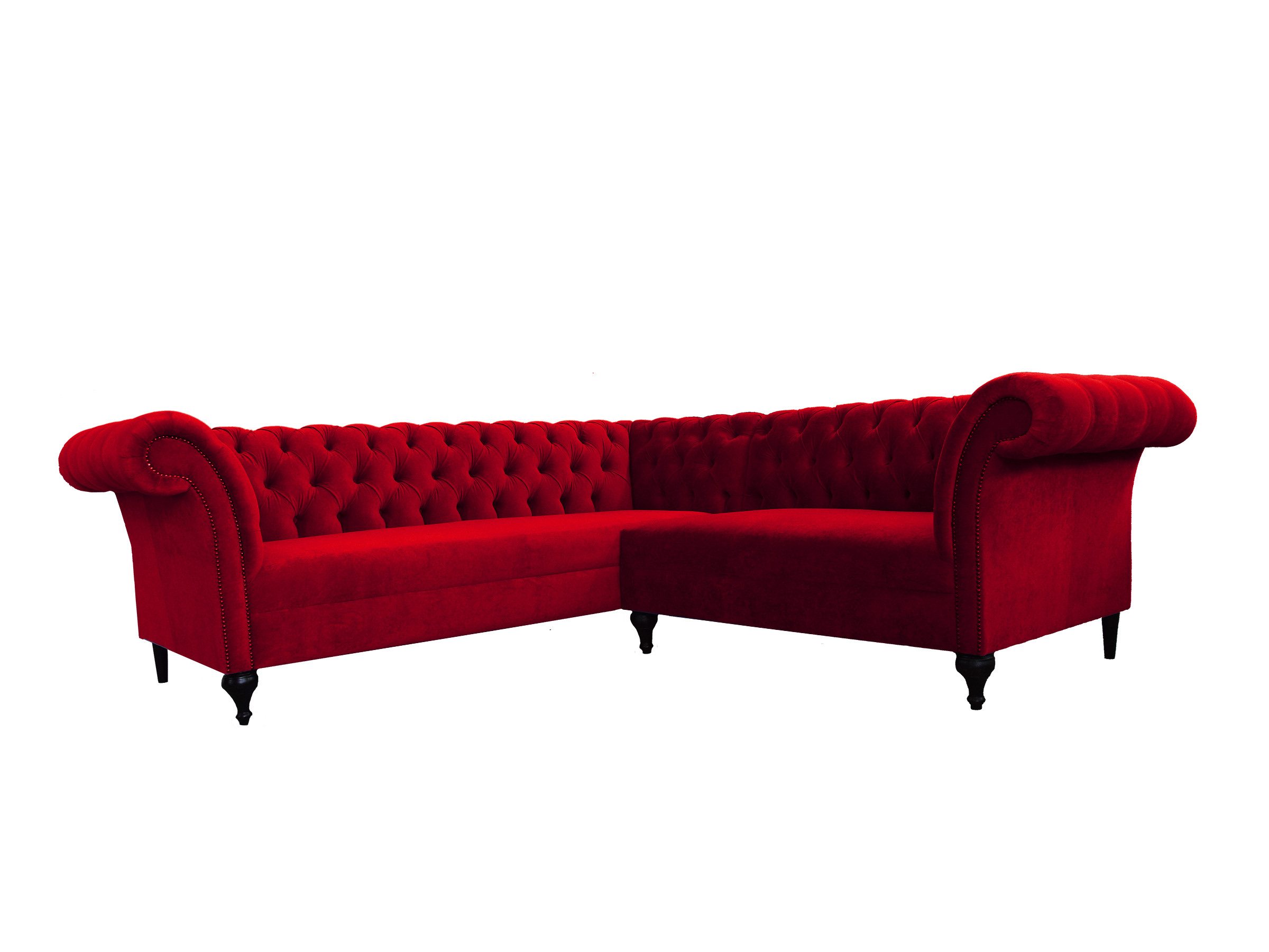 Ecksofa Chesterfield Ecksofa Samt Ledercouch für elegantes Wohnen