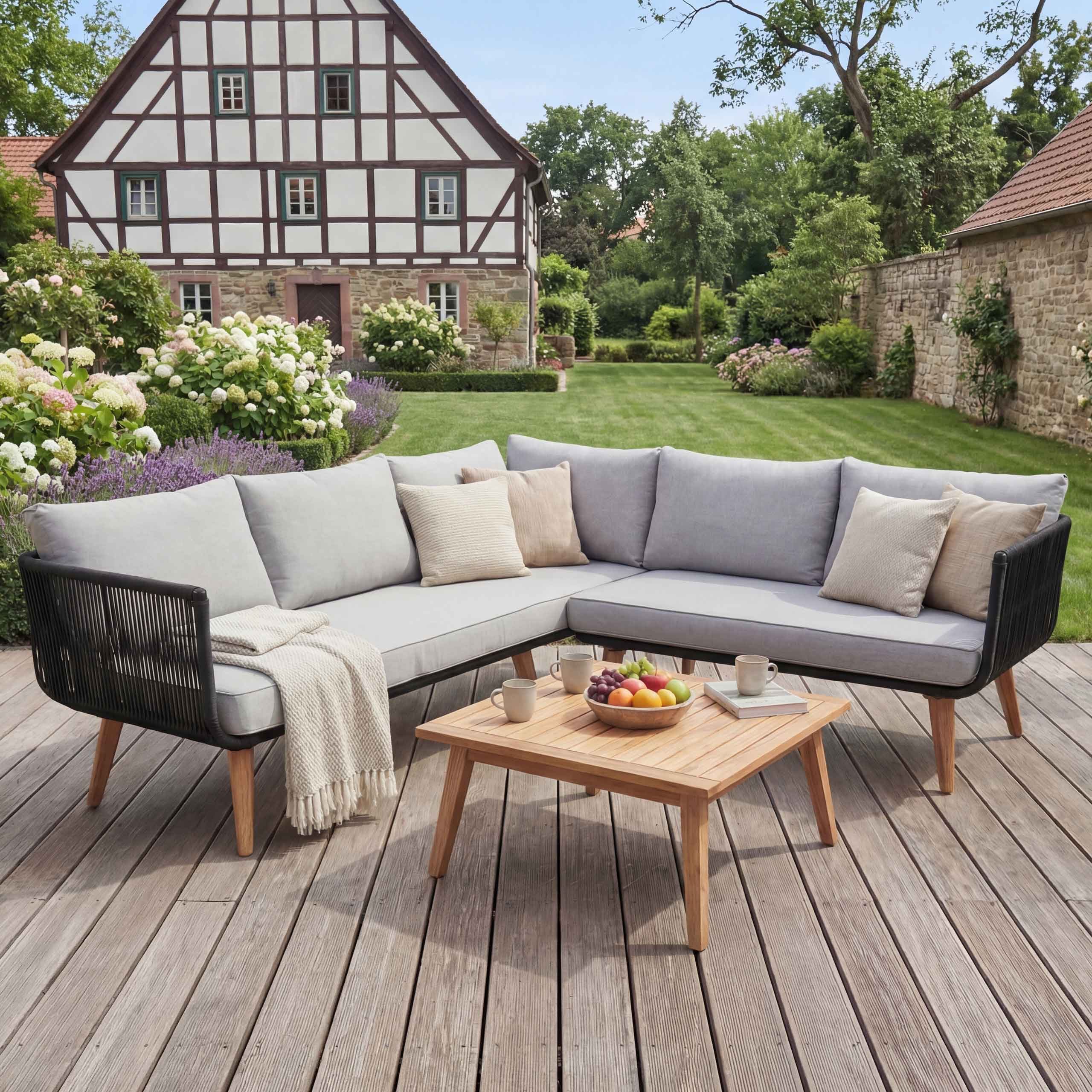 MCW Polstergarnitur MCW-L30, (3-tlg), Mit wasserabweisenden und abnehmbaren Bezügen