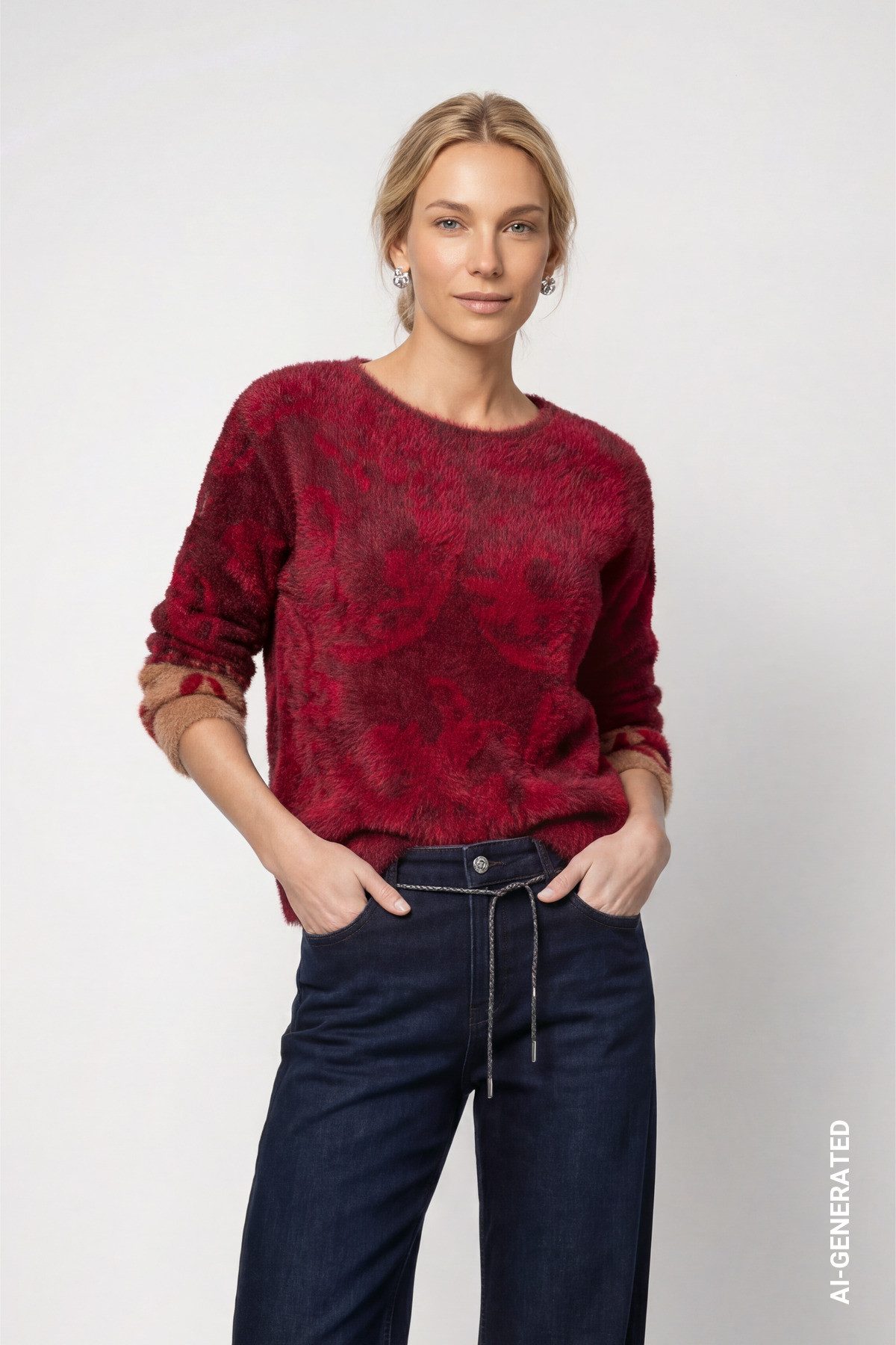 Monari Strickpullover Pullover Paisley Jacquard Regular fit mit Paisleymuster