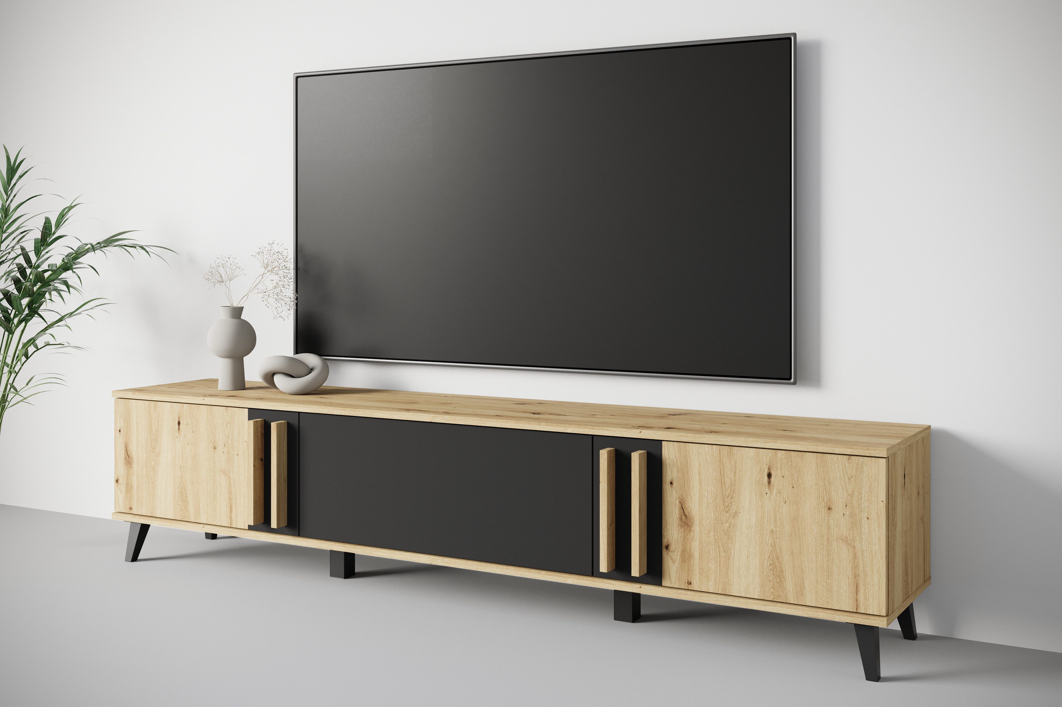 INOSIGN Lowboard Helsinki, TV-Kommode Breite 180cm (1 St), modernes Design, 3 Klapptüren