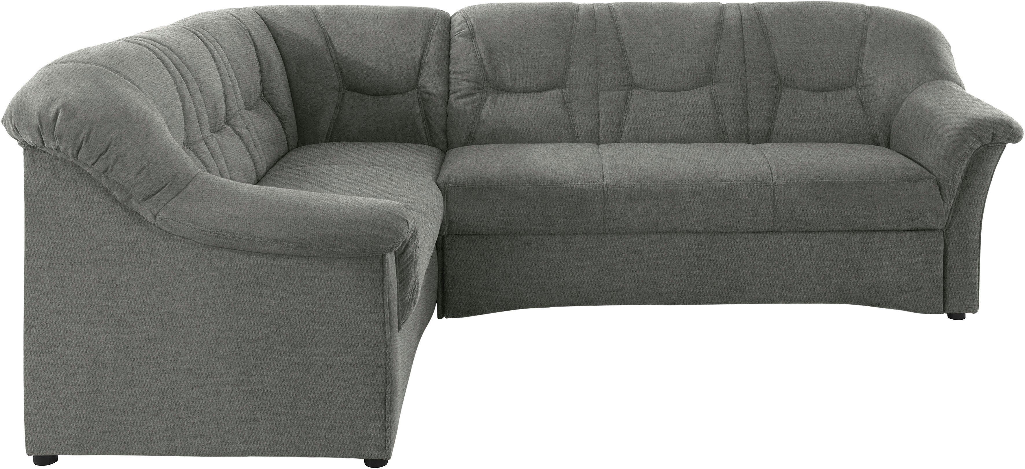 DOMO collection Ecksofa SARAFINA 240x190 cm, auch mit Federkern für mehr Sitzkomfort!, whlw. mit Bettfunktion, elegantes Design, L-Form