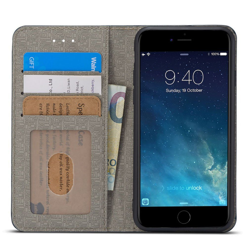 FITSU Handyhülle Handytasche für iPhone 8 Hülle 4,7 Zoll, Handyhülle für iPhone 8 Schutzhülle, Flip Case mit Kartenfach Cover