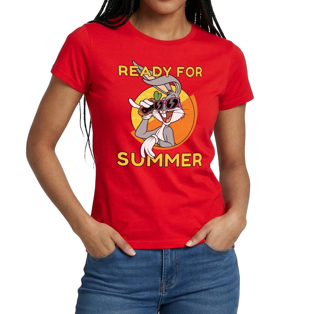 T-Shirt Looney Tunes Bugs Bunny Ready For Summer Sommer Frauen T-Shirt
