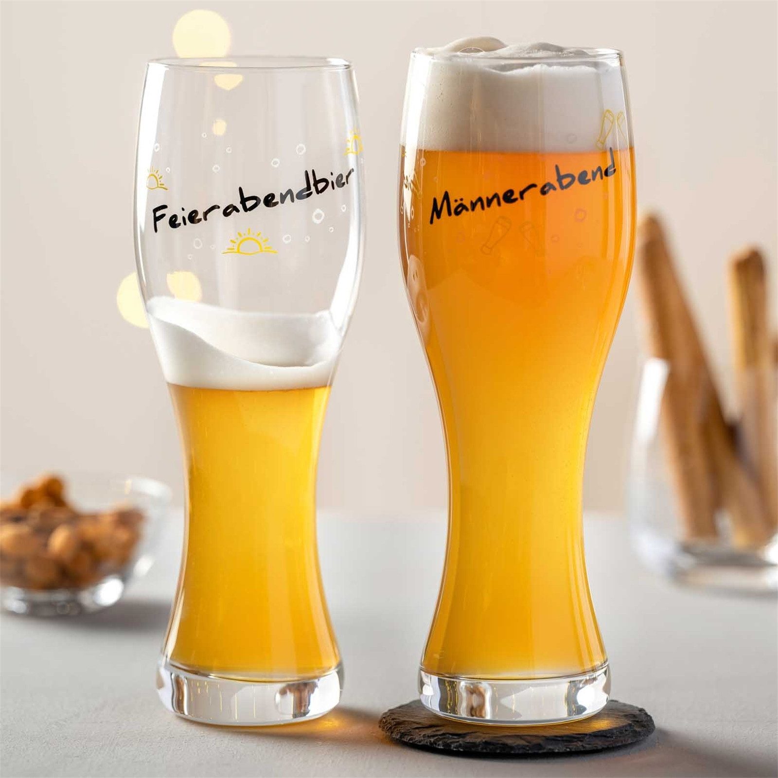 LEONARDO Bierglas Weizenbierglas 500 ml 'Männerabend' PRESENTE, 1-tlg., Glas