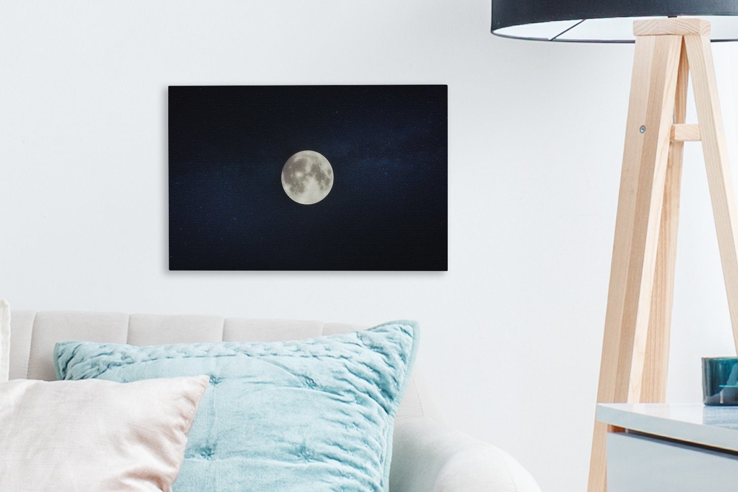 Wandbild cm - Mond OneMillionCanvasses® Leinwandbilder, Leinwandbild Nacht, 30x20 Universum - Wanddeko, Aufhängefertig, St), (1
