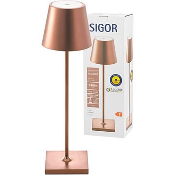 SIGOR LED Tischleuchte LED Akku-Tischleuchte Nuindie aus Aluminiumdruckguss in Bronze IP54, keine Angabe, Leuchtmittel enthalten: Ja, fest verbaut, LED, warmweiss, Tischleuchte, Nachttischlampe, Tischlampe