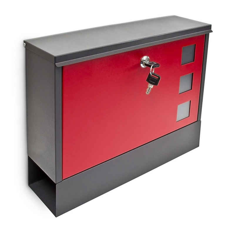 relaxdays Aufbewahrungsbox »Briefkasten zweifarbig Farbauswahl«, Schwarz-Rot