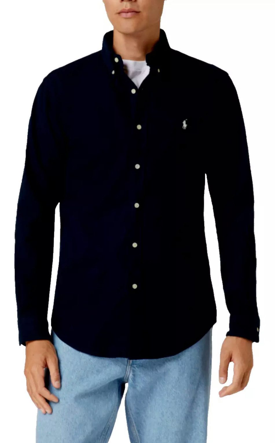 Polo Ralph Lauren Langarmhemd Herren Hemd Custom Slim Fit Oxford Navy Butto günstig online kaufen