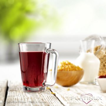 PLATINUX Latte-Macchiato-Glas Teegläser mit Henkel, Glas, Kaffeegläser 220ml (max.280ml) Set Glastassen spülmaschinenfest