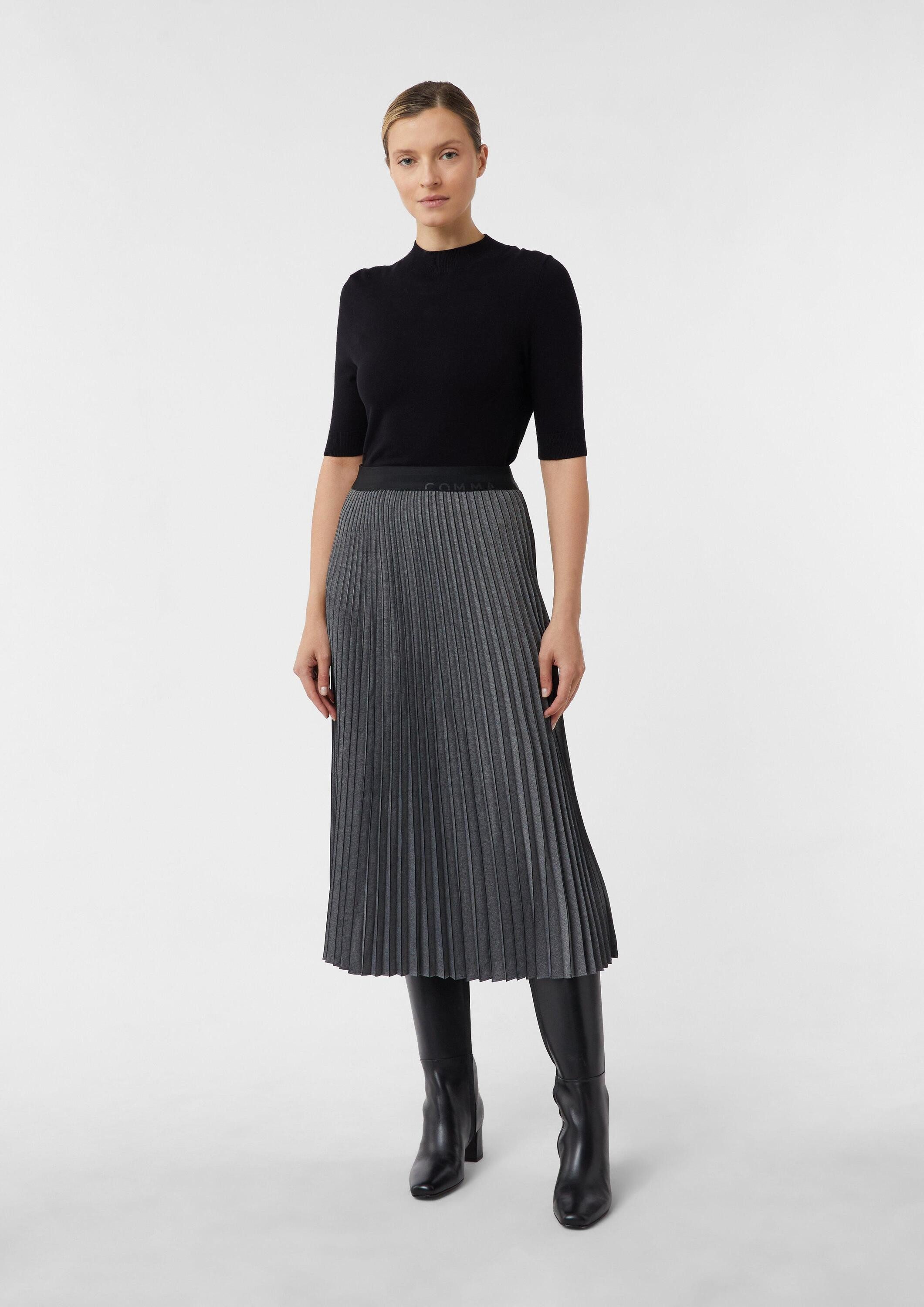 comma Midirock Rock Plissierter Flanellrock in Midilänge günstig online kaufen