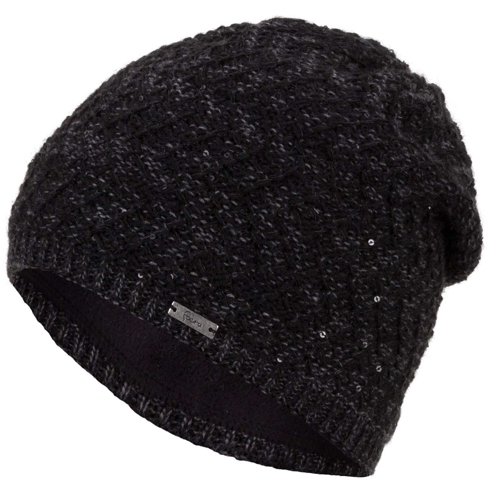 Faera Beanie Haube Damenmütze Damen Strickmütze Mütze schwarz gefüttert Strickmütze Wintermütze