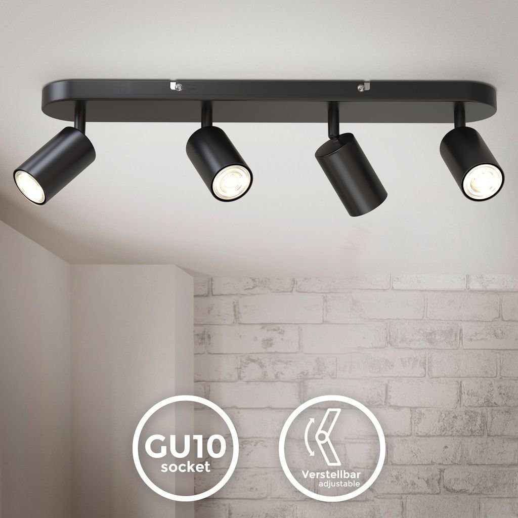 vom Spots - BKL1448, 55cm 4-flammig schwarz-matt Deckenlampe ohne Kaltweiß, / Deckenleuchte Warmweiß Design LED Abhängig Wohnzimmer Neutralweiß / Industrial B.K.Licht Retro schwenkbar Leuchtmittel Deckenspot GU10 Schlafzimmer LED Leuchtmittel,