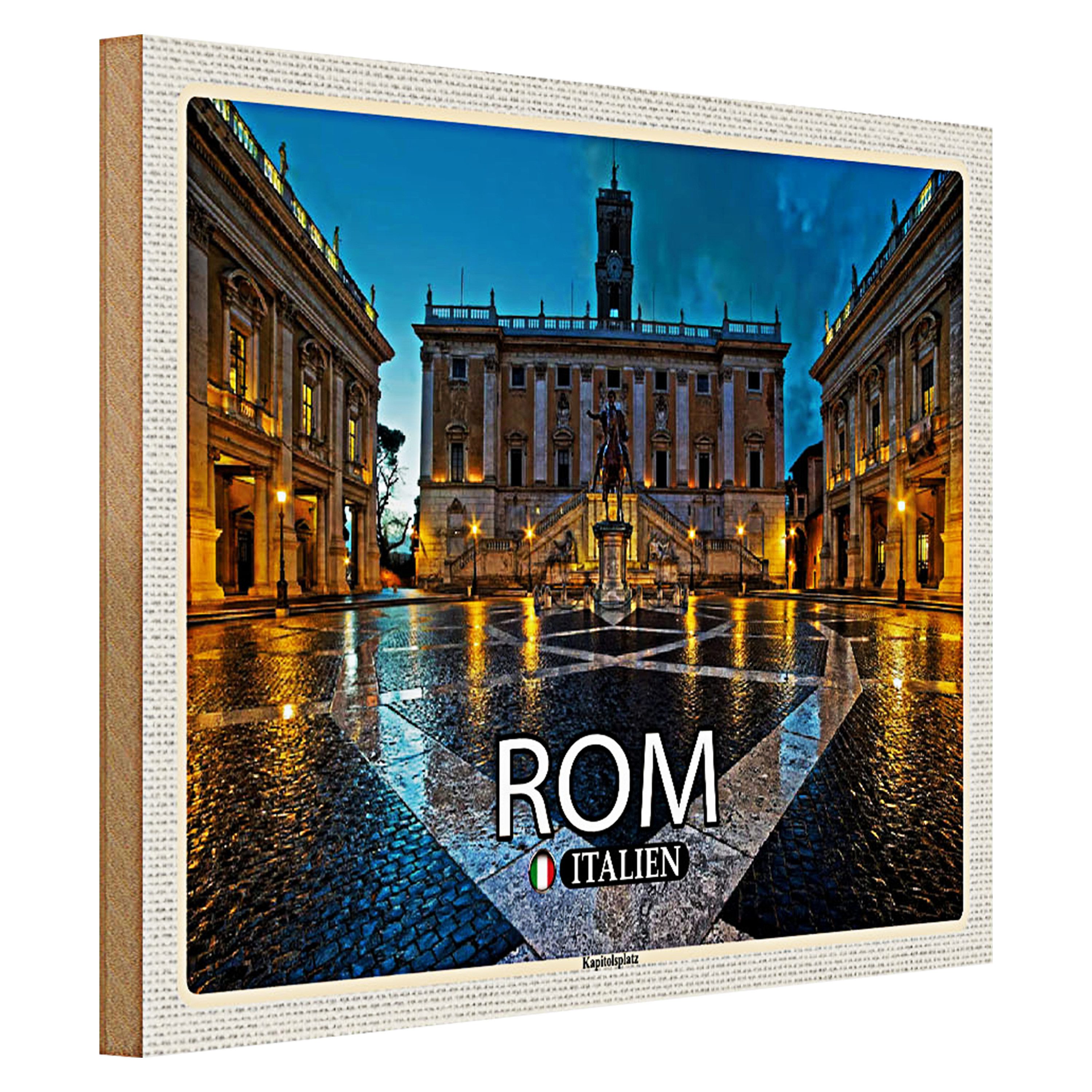 Roomando Holzbild Reise Rom Italien Kapitolsplatz Architektur 40x30cm