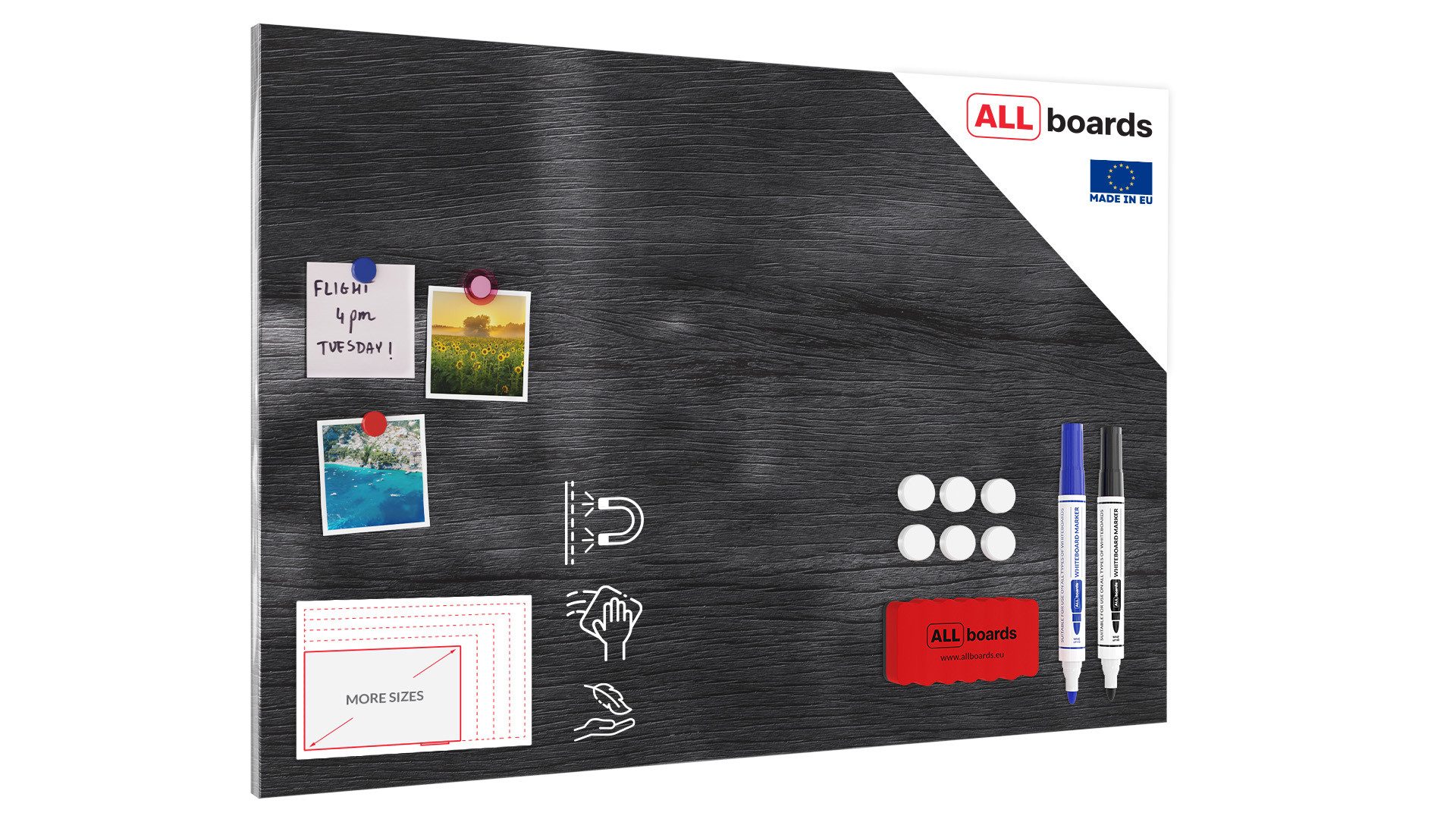 ALLboards Magnettafel ALLboards Metallische Magnettafel GRAUES HOLZ MetalBoards Memoboard