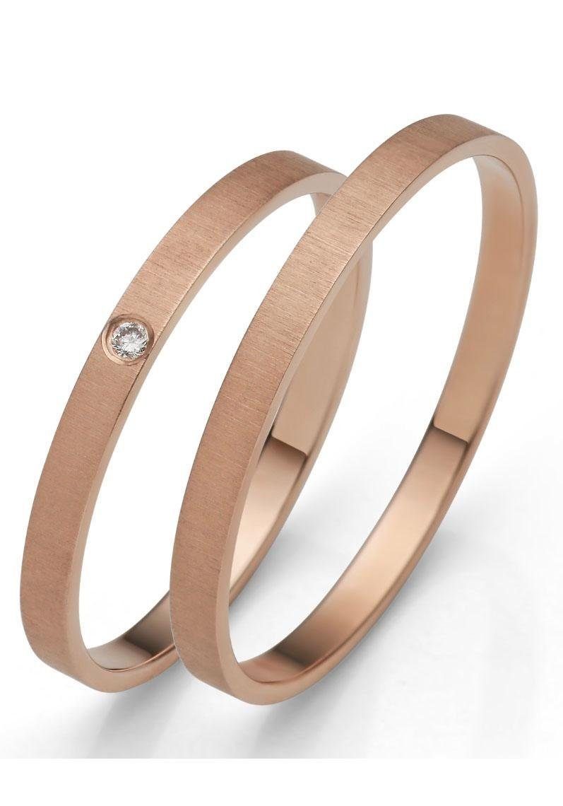 Firetti Trauring Schmuck Geschenk Gold 375 Hochzeit Ehering "LIEBE", Made in Germany - mit o. ohne Brillant/Diamant roségoldfarben