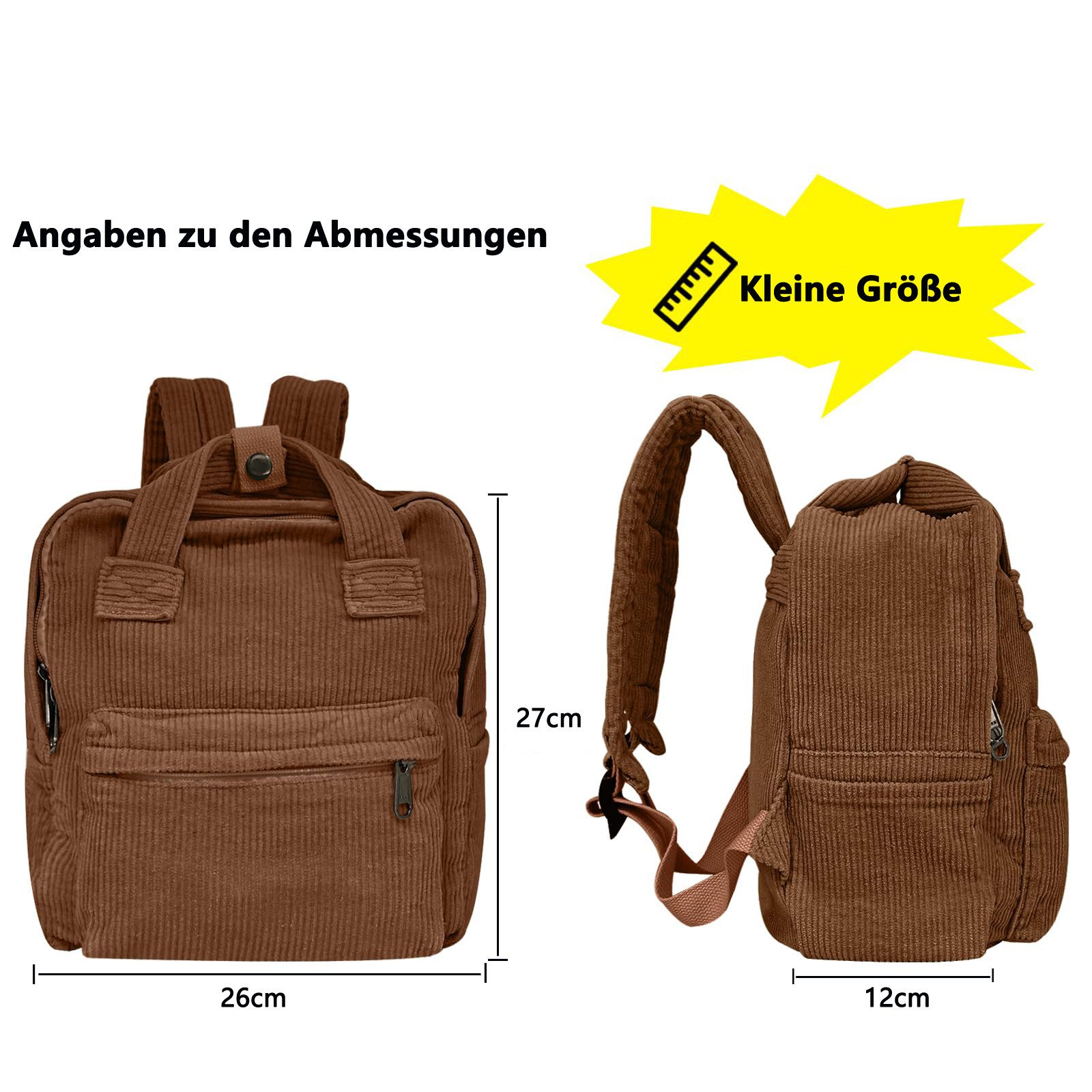 nsihing Rucksack Damen Canvas/Cord Cityrucksack Rucksäcke Daypacks, Rucksackhandtaschen Kinderrucksäcke für Schule Travel Arbeit – Bild 2 von 5