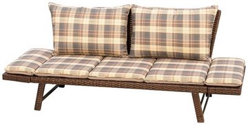 MERXX Gartenbank Daybed Rattan, BxTxH: 172x64x78 cm, mit Auflage und Rückenkissen