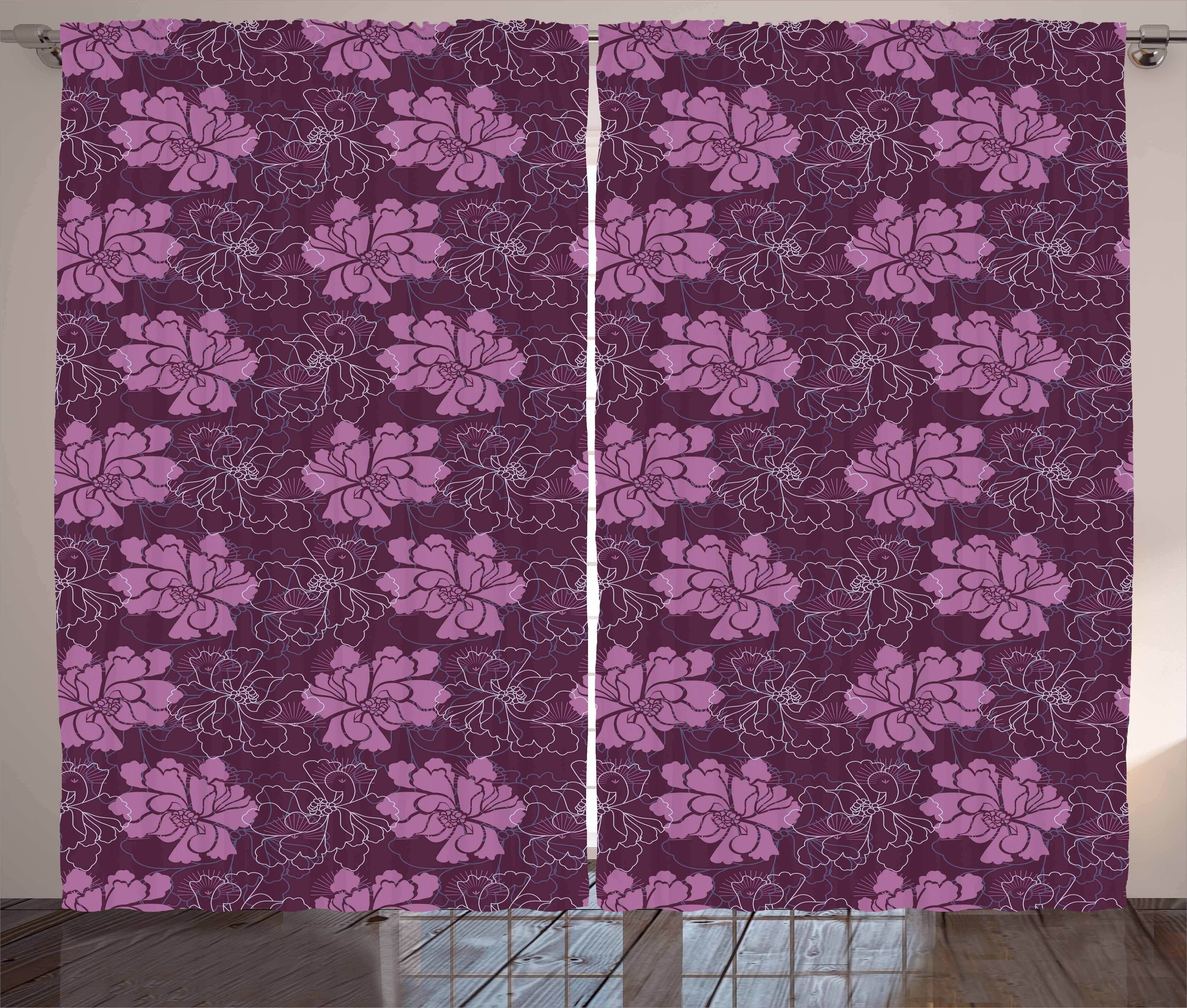 Gardine Schlafzimmer Kräuselband Vorhang mit Schlaufen und Haken, Abakuhaus, Frühling Botanische Blumenblatt-Muster