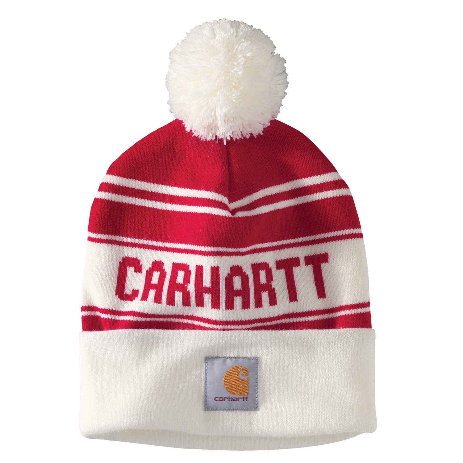 Carhartt Logo Knit Beanie Bommelmütze Carhartt Unisex Cuffed red