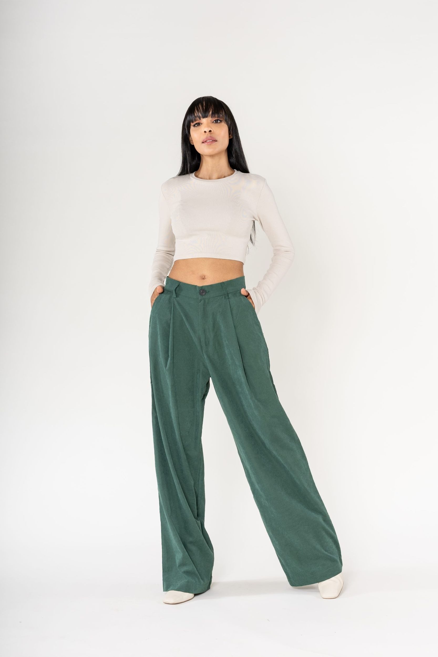 Nina Carter Stoffhose Weites Design Samt günstig online kaufen