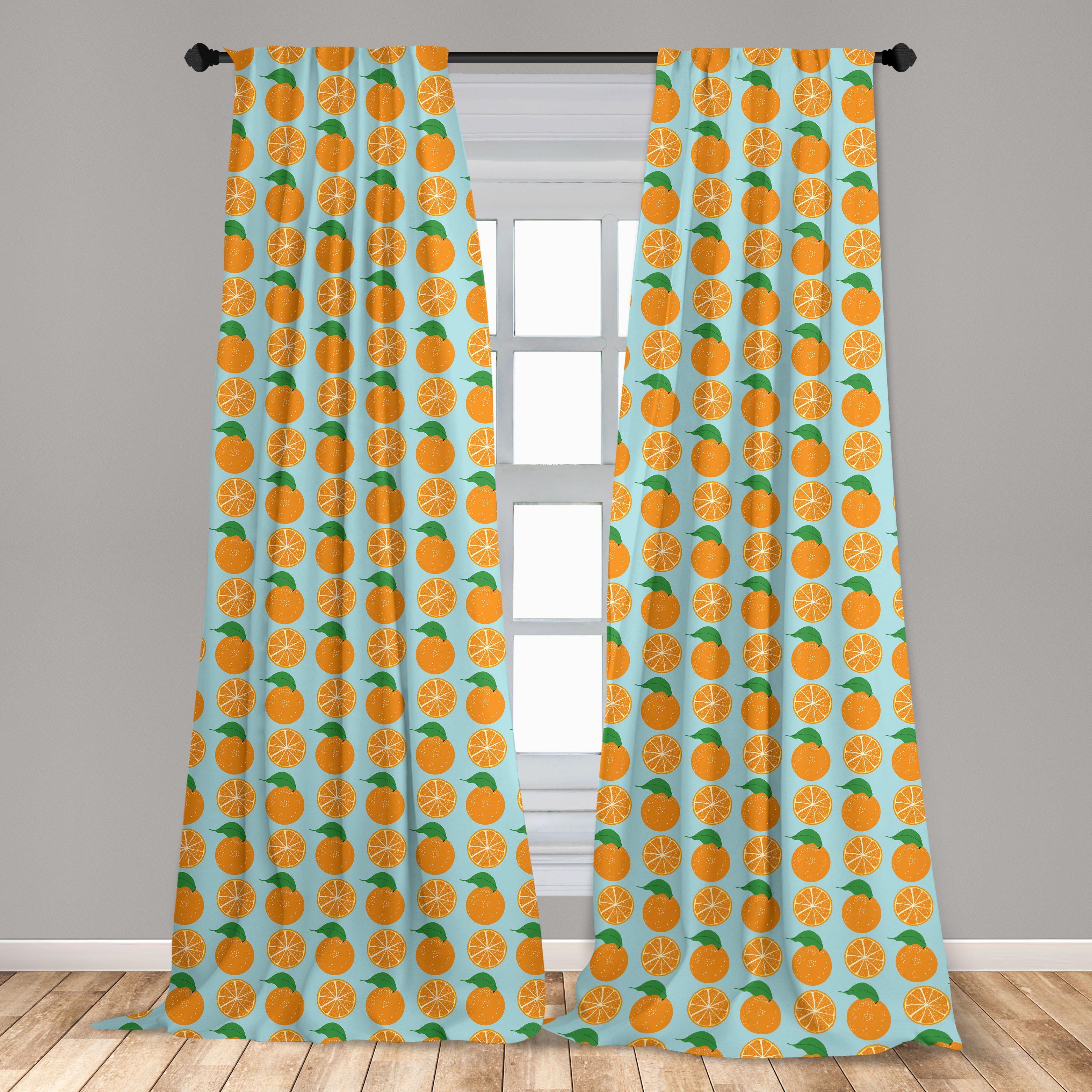 Gardine Vorhang Obst Schlafzimmer Microfaser, C für Orange Halb Vitamin Cut Wohnzimmer Abakuhaus, Dekor