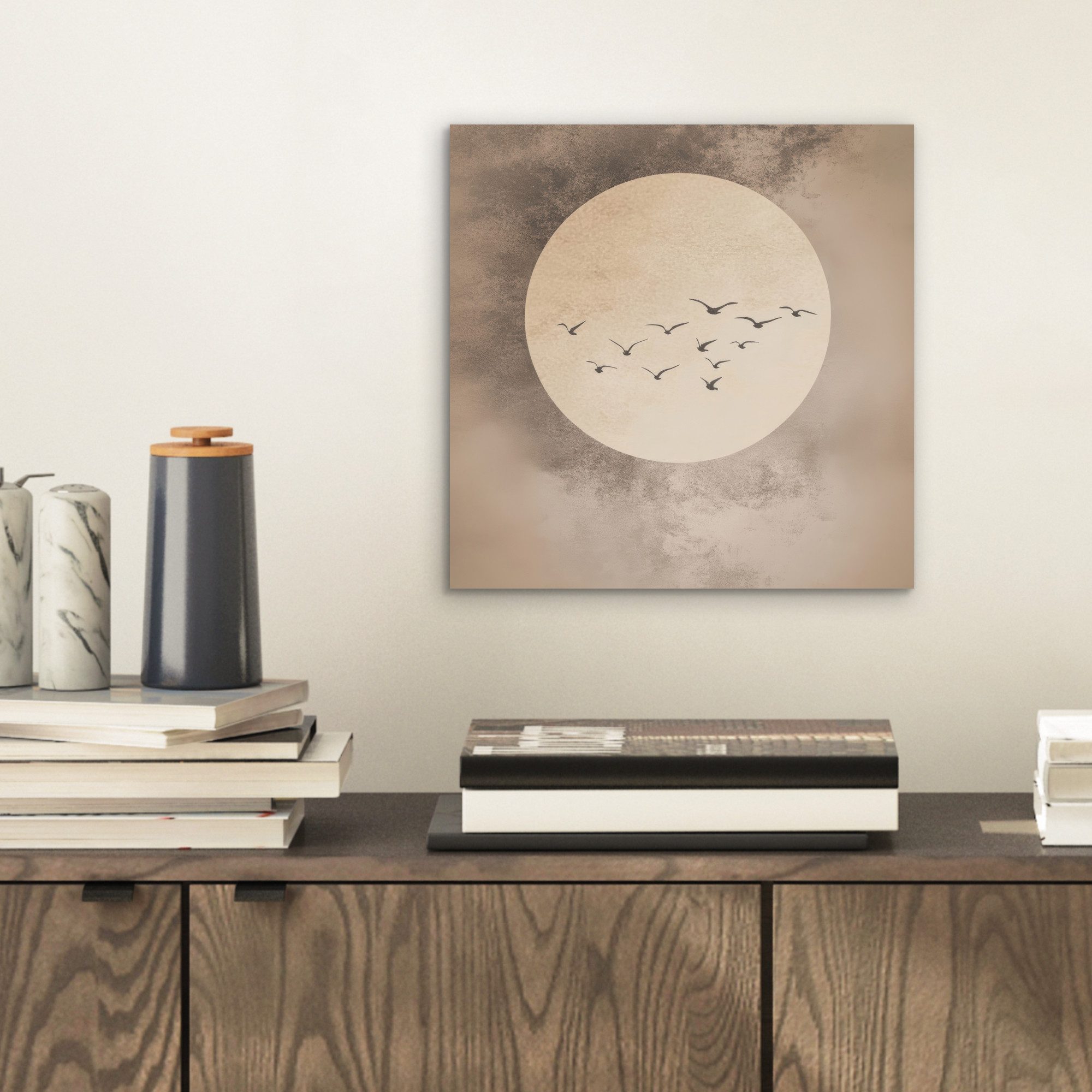 MuchoWow Metallbild Vogel - Beige - günstig online kaufen