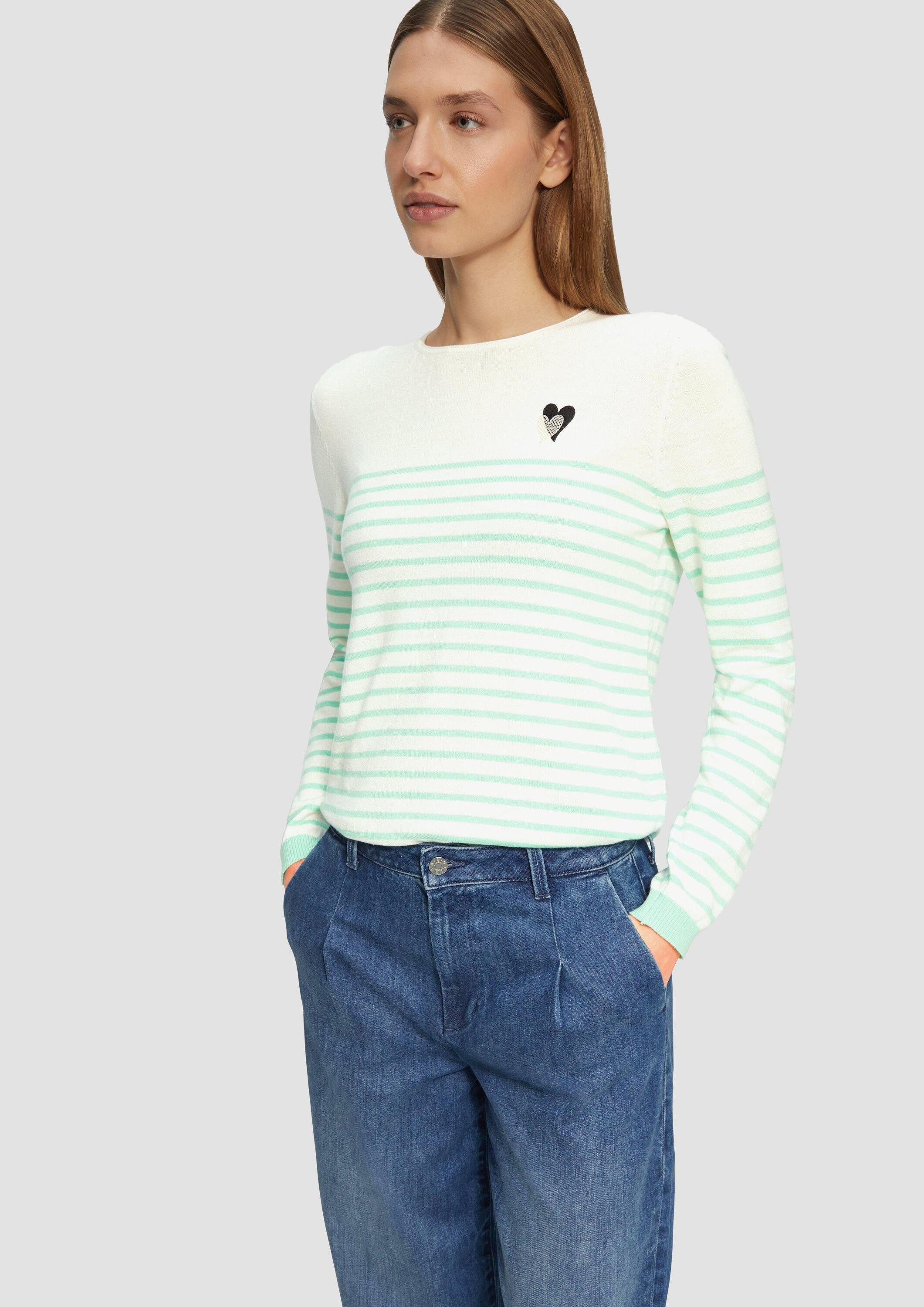 s.Oliver Longpullover Strickpullover Strickpullover mit Herz-Stickerei günstig online kaufen