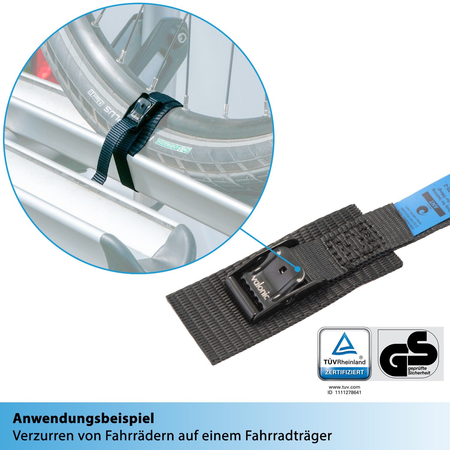 valonic Spanngurt valonic ANT - Premium Spanngurt kurz, gepolstert, 4 Stück, 35cm, 19mm (4-St)