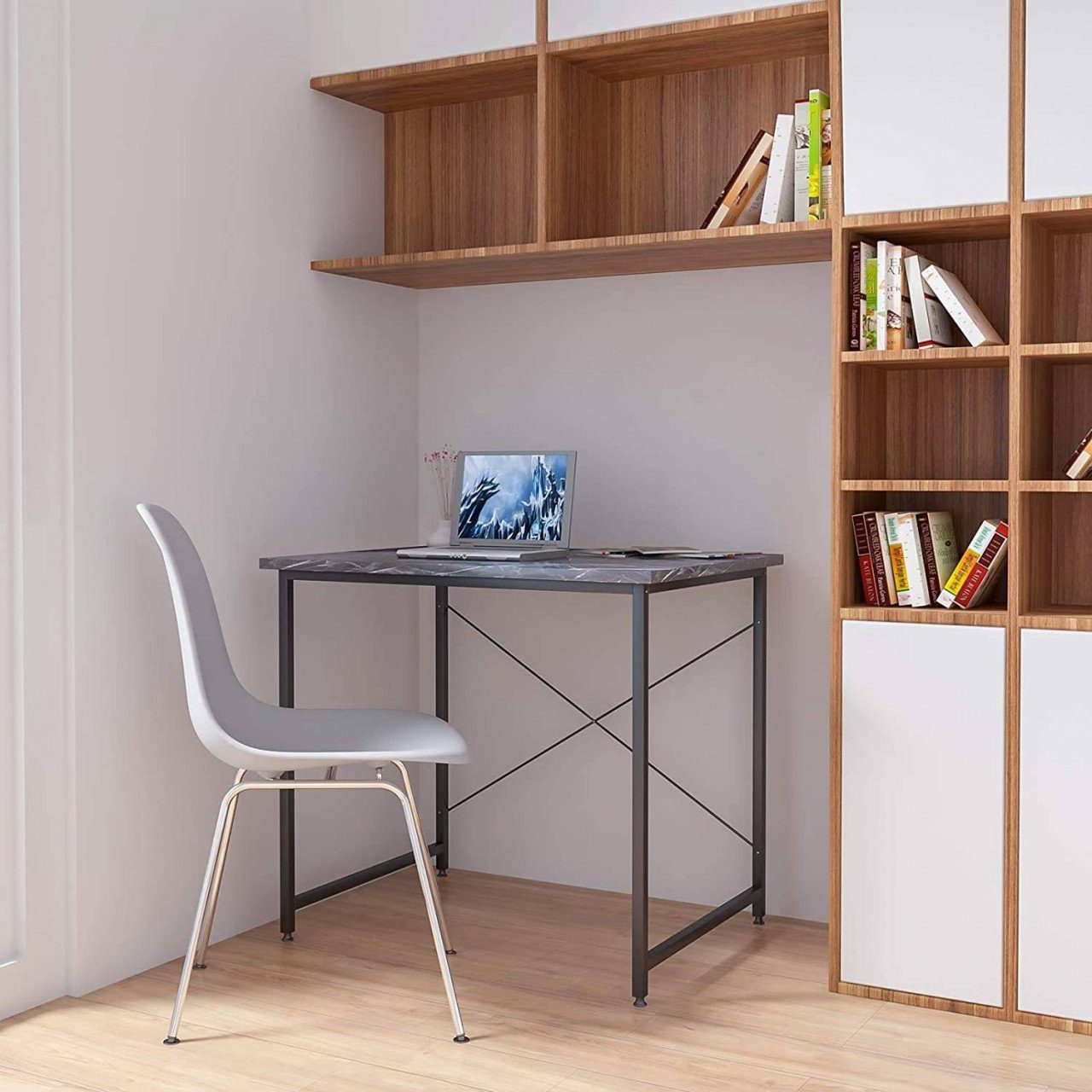 Marmor+schwarz EUGAD cm Stahl Schreibtisch, 80x60x70 Esstisch Computertisch Holz