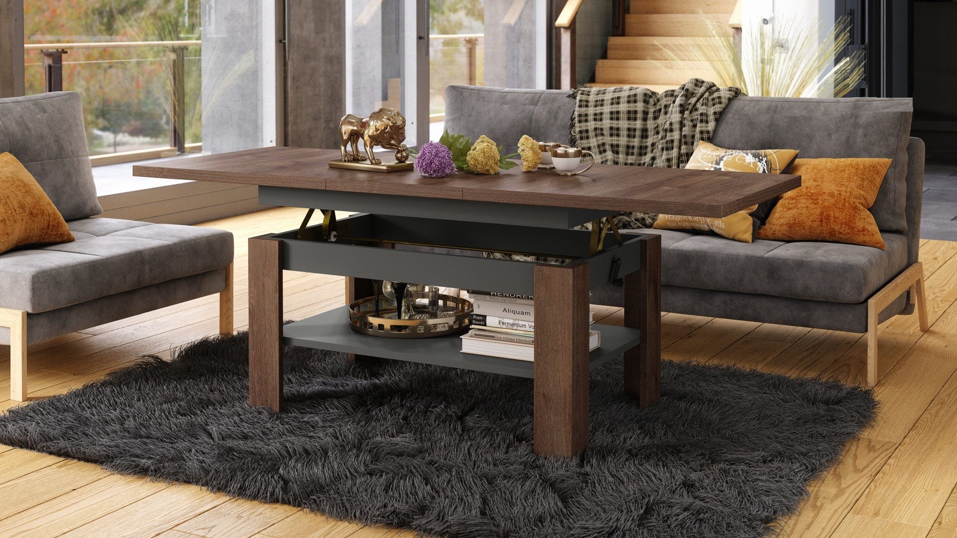designimpex Couchtisch Design Rio stufenlos höhenverstellbar günstig online kaufen
