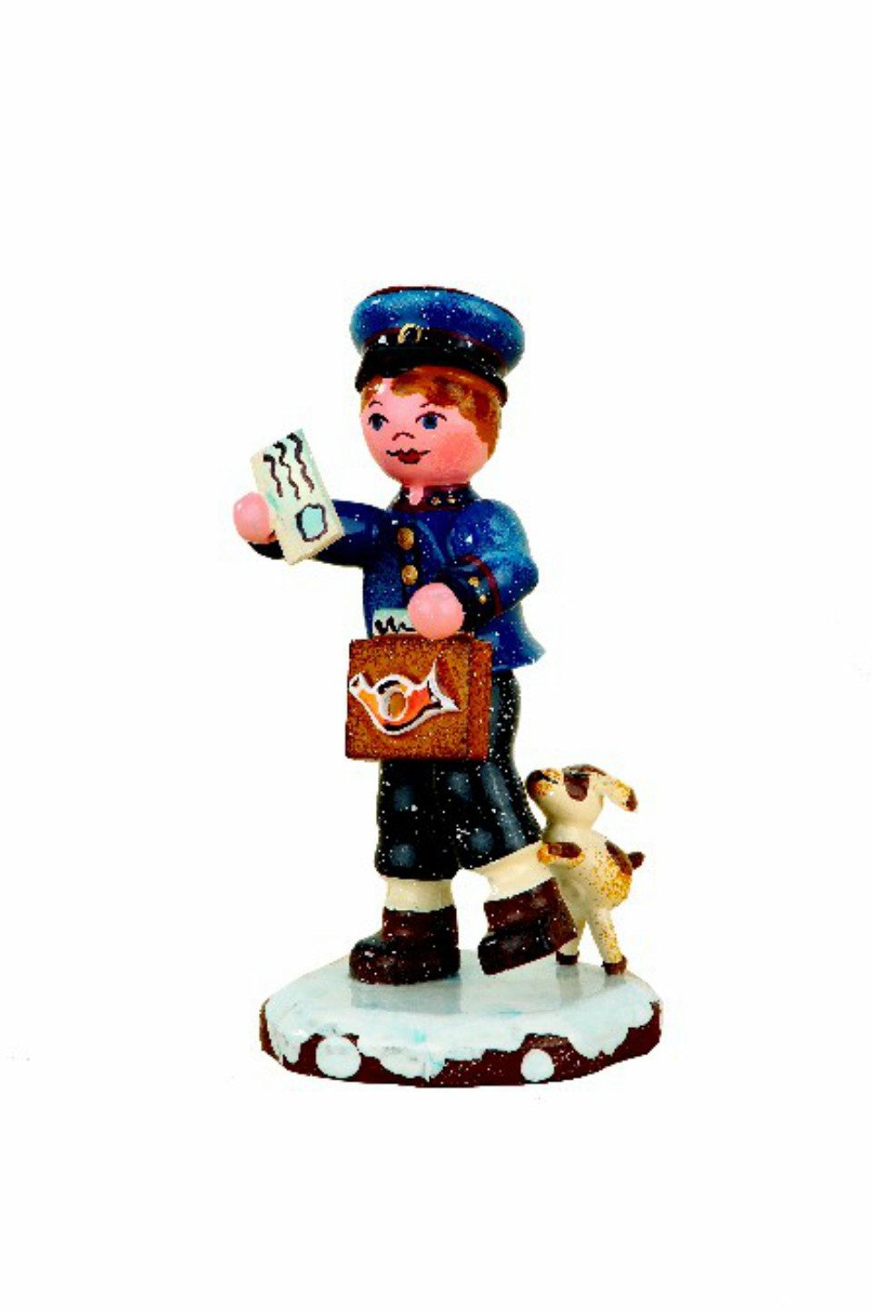 Hubrig Volkskunst Zschorlau Erzgebirge Sammelfigur Hubrig Winterkinder Postbote