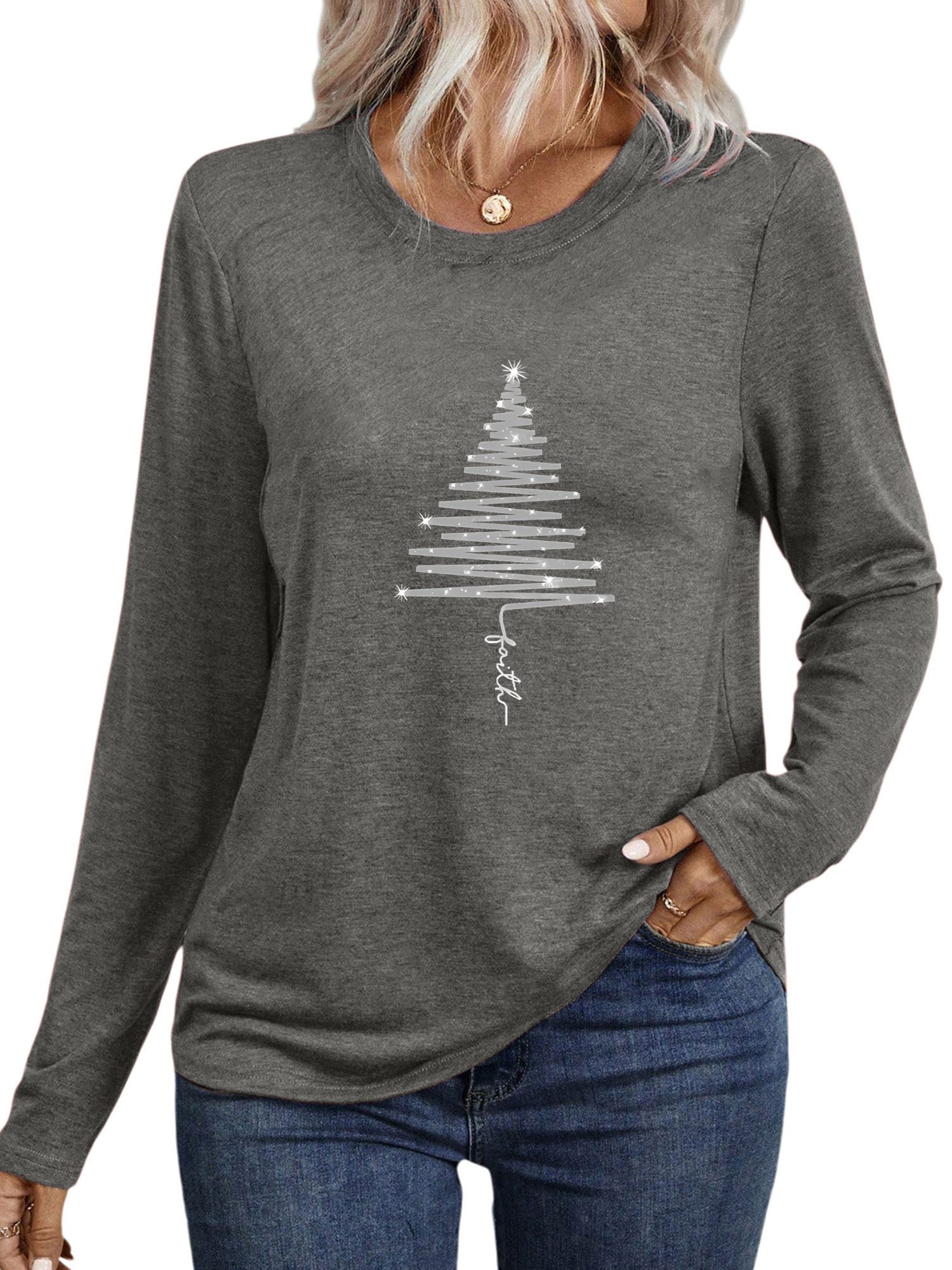 PYLIKE Longsleeve Shirts Damen Weihnachtsbaum Ausgefallene günstig online kaufen