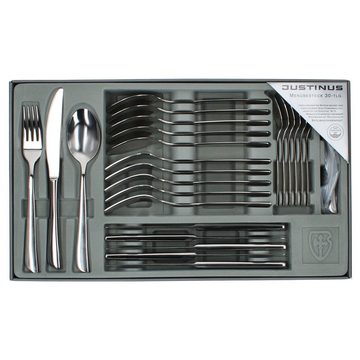 Justinus Besteck-Set 30tlg Twist Komplett-Besteck-Set für 6 Personen Messer Gabel Löffel, Edelstahl