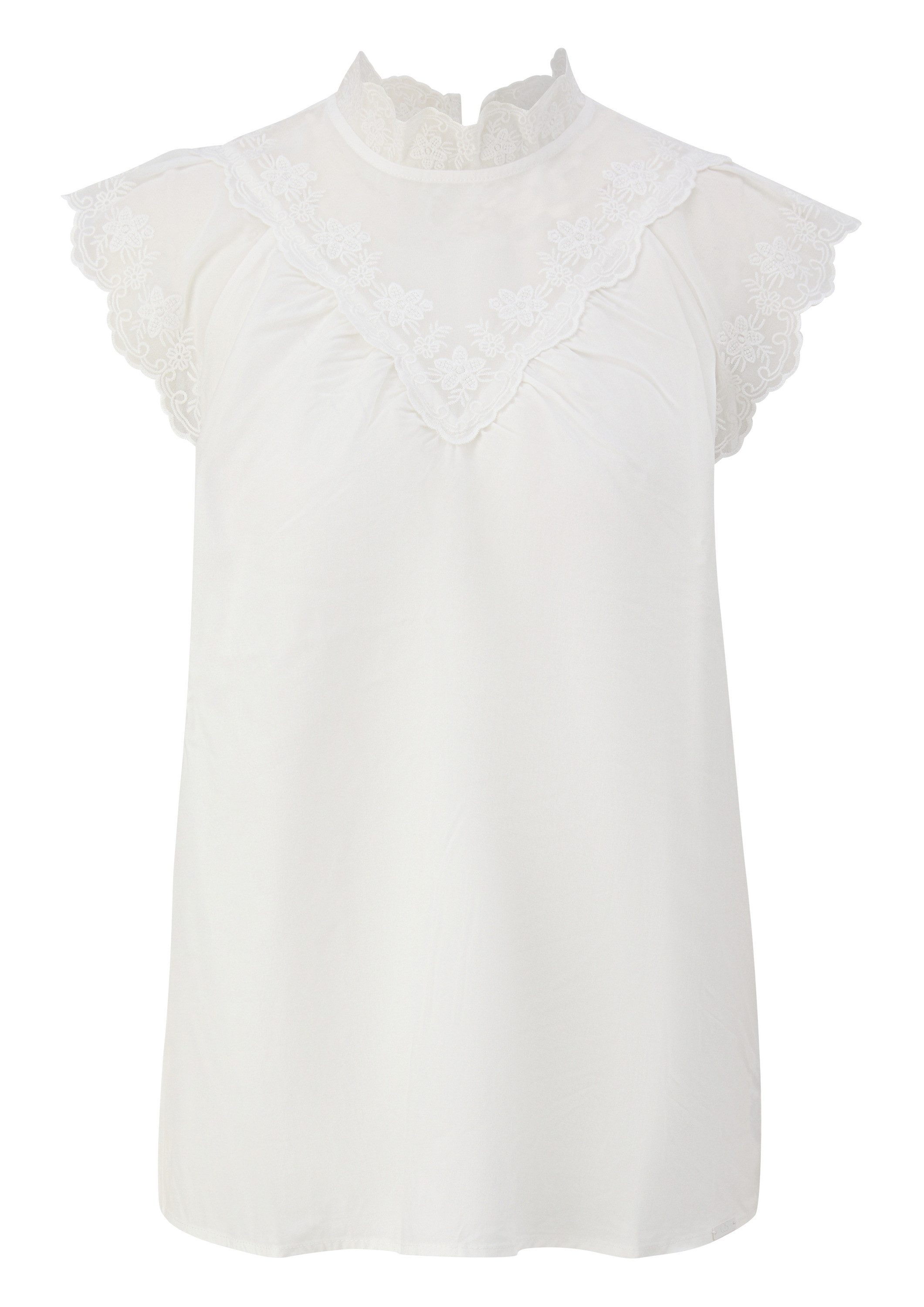 QS Kurzarmbluse Bluse Blusentop mit transparenten Einsätzen und Stickerei günstig online kaufen