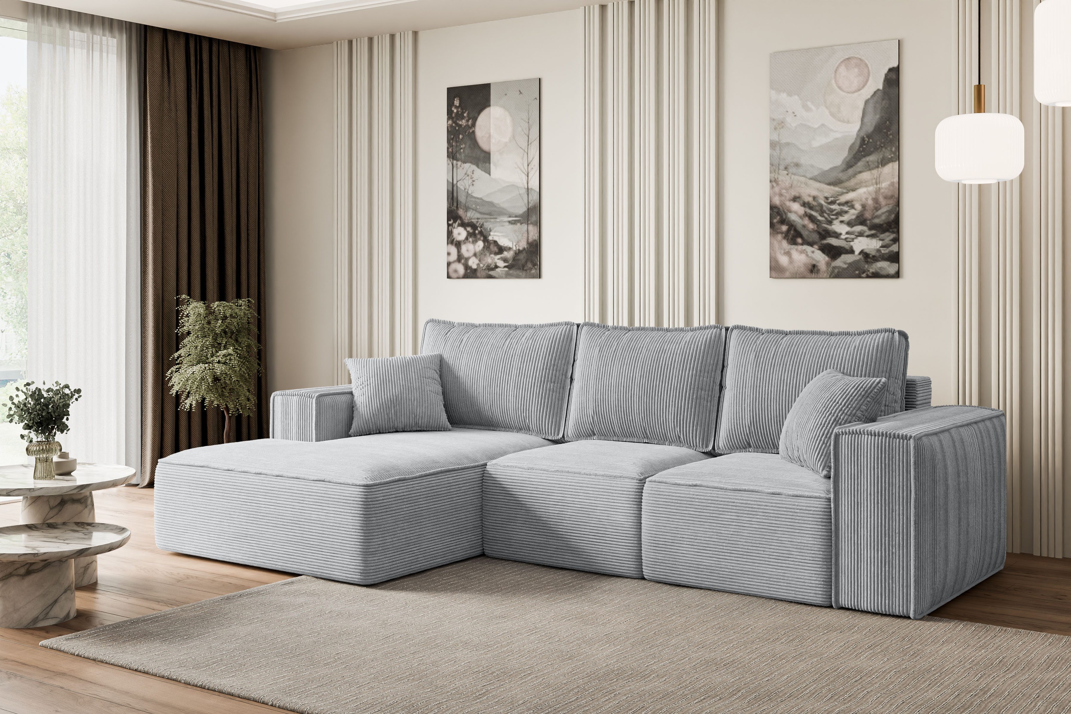 ALTDECOR Ecksofa SERRA-L-S, Couch mit Schlaffunktion, Wohnzimmer - Wohnlandschaft, Corner Sofa Bett Eckcouch Couch L-Form Schlafcouch Ausziehbar
