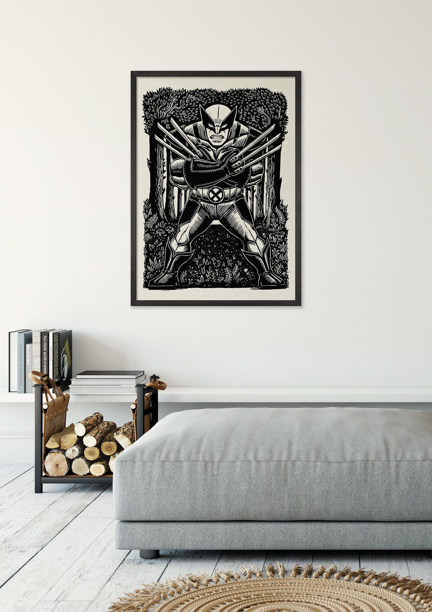Komar Wandbild Marvel Wolverine Lino-Cut, Disney (Set, 1 St), 50 x 70 cm (Breite x Höhe) - Kinderzimmer, Dekoration