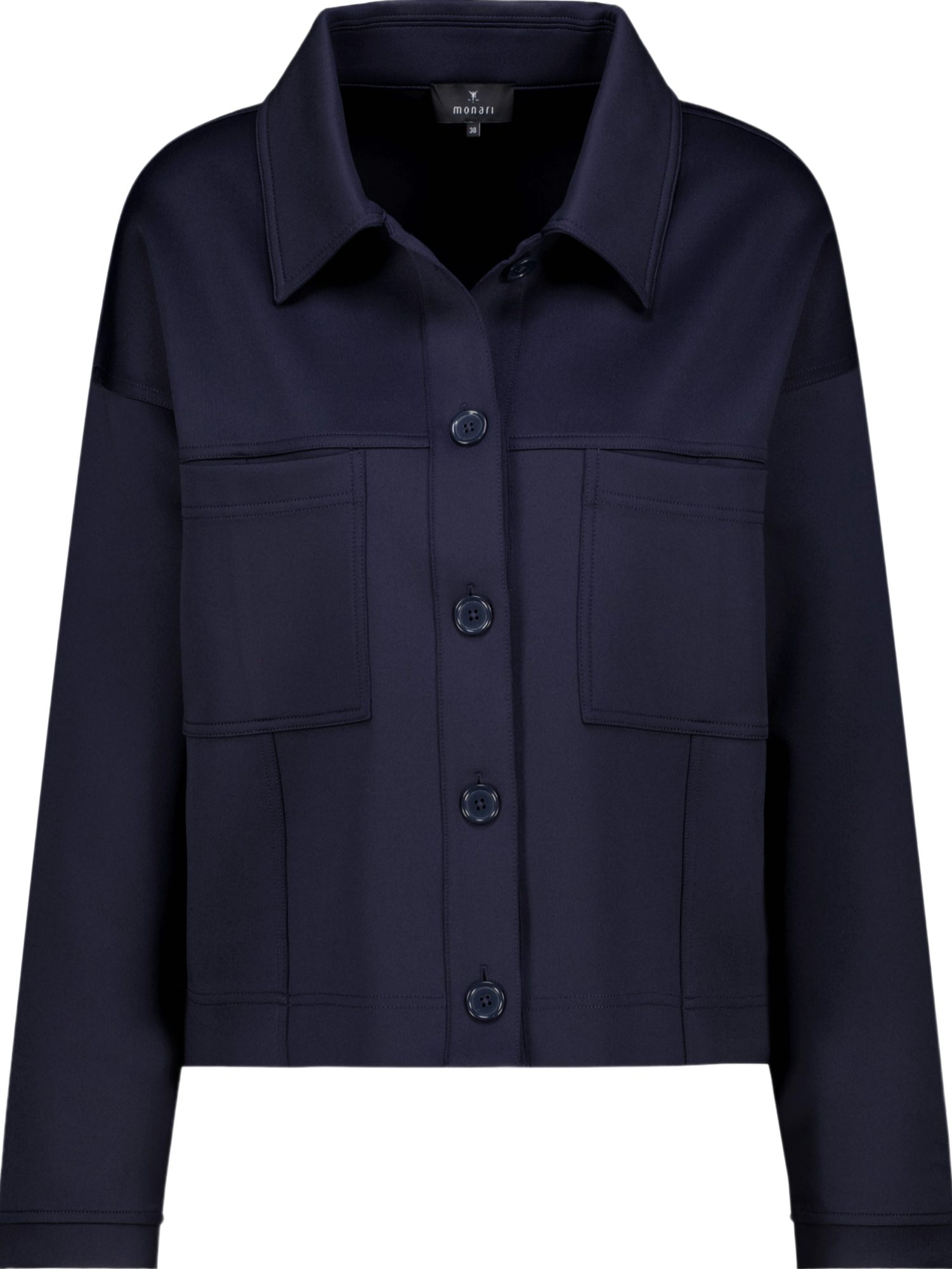 Monari Kurzjacke blau,Casual,Polyester,Unifarben,Hemdblusenkragen,Lang,Regular Fit