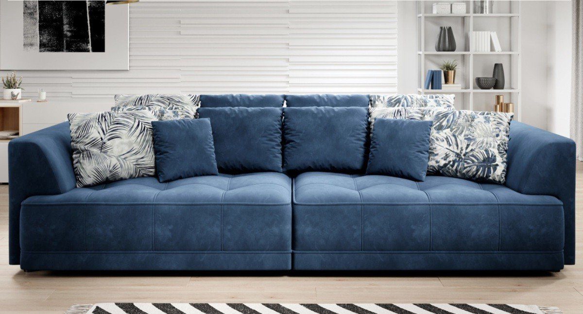 Sofa Dreams Schlafsofa »Pino, Samtstoff, blau«, zur Liegefläche umwandelbar