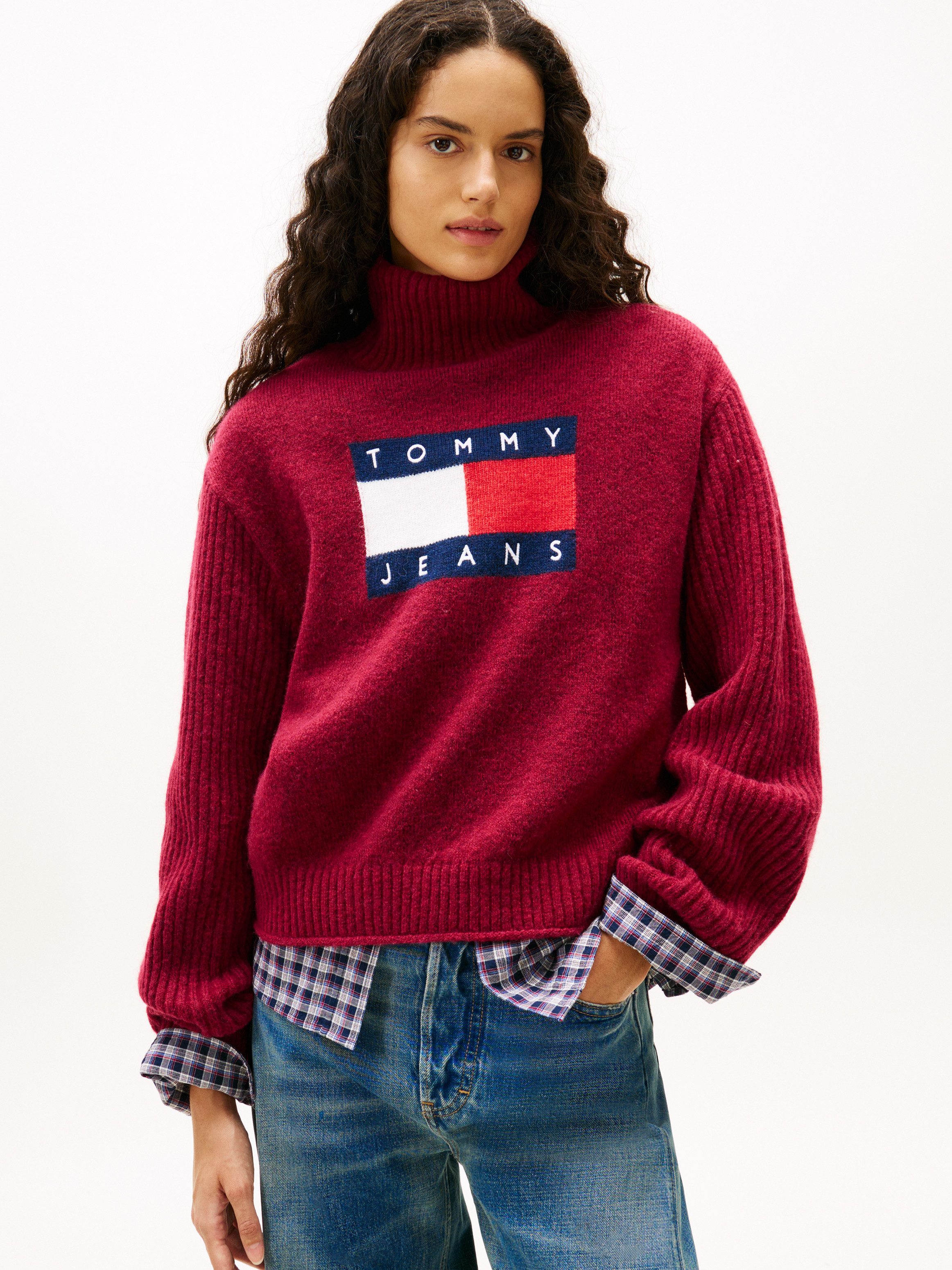 Tommy Jeans Rollkragenpullover TJW TURTLENECK FLAG SWEATER EXT günstig online kaufen