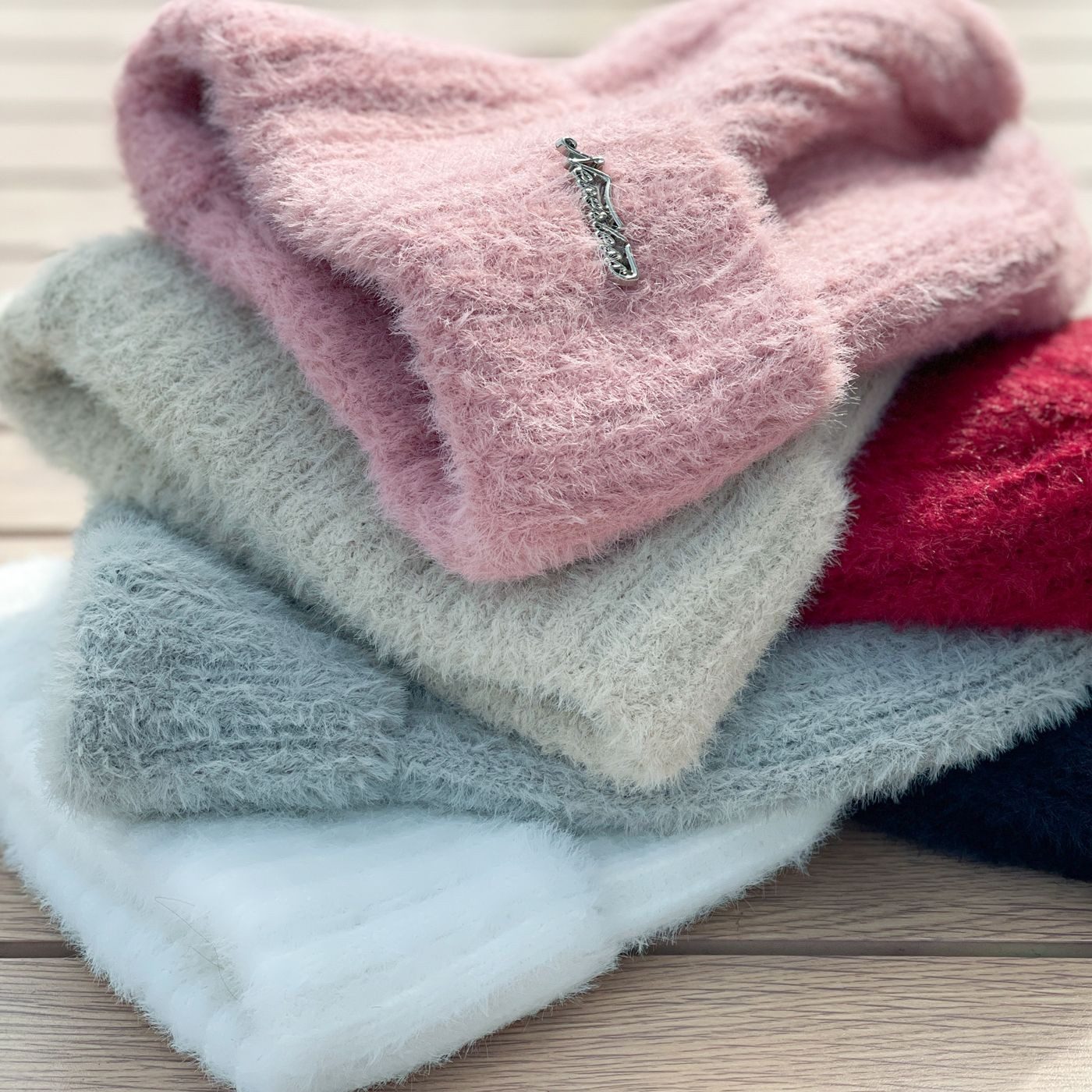 Neverless Strickmütze Damen Mütze Herbst Strick-Beanie ungefüttert mit Umsc günstig online kaufen