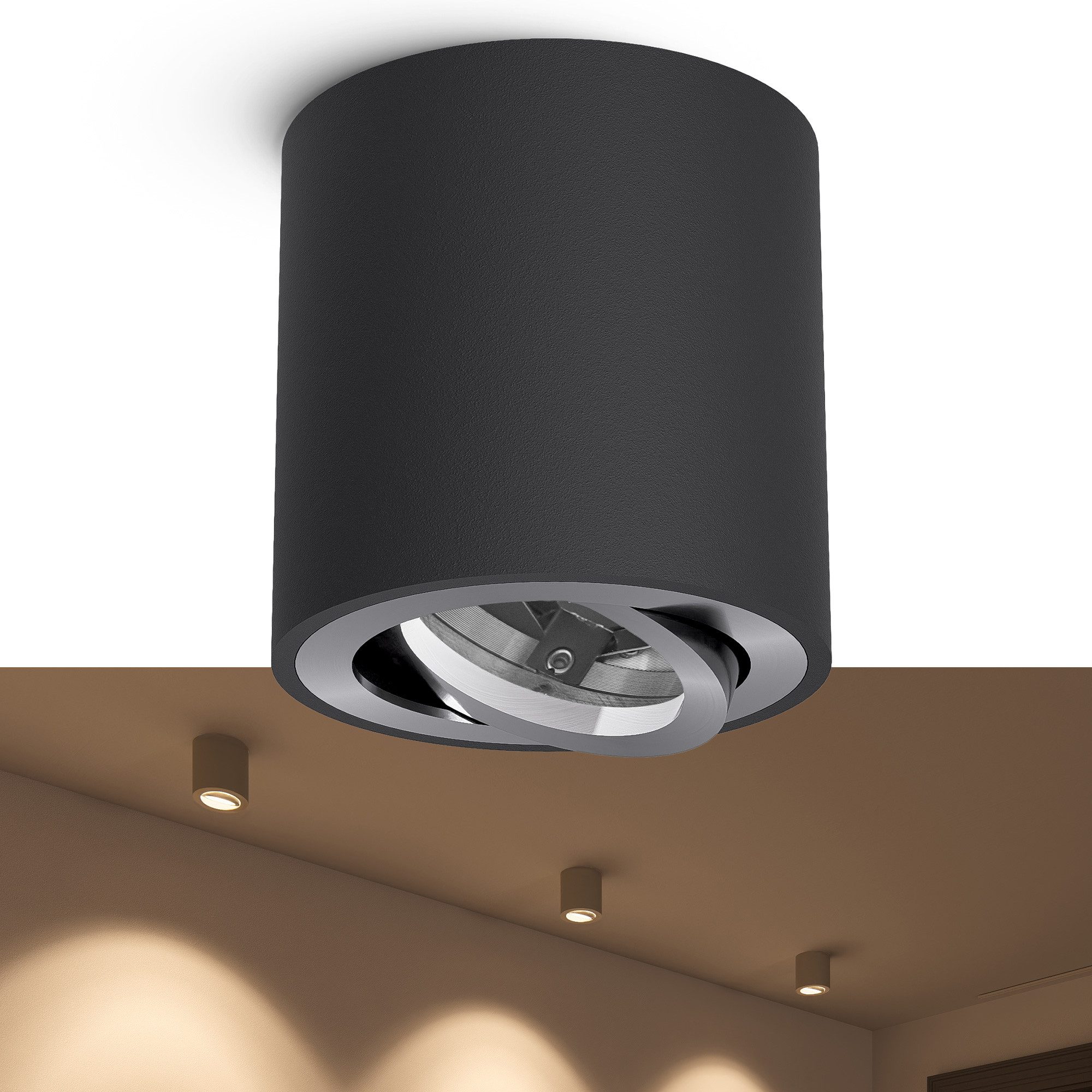 linovum LED Aufbaustrahler Schwenkbare Aufbauleuchten CORI schwarz gebürstet für GU10 Deckenlampe