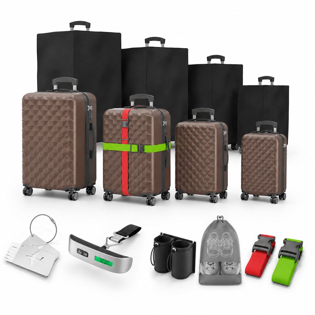 Kofferset 4er Hartschalen Trolley PREMIUM S-M-L-XL TSA-Schloss