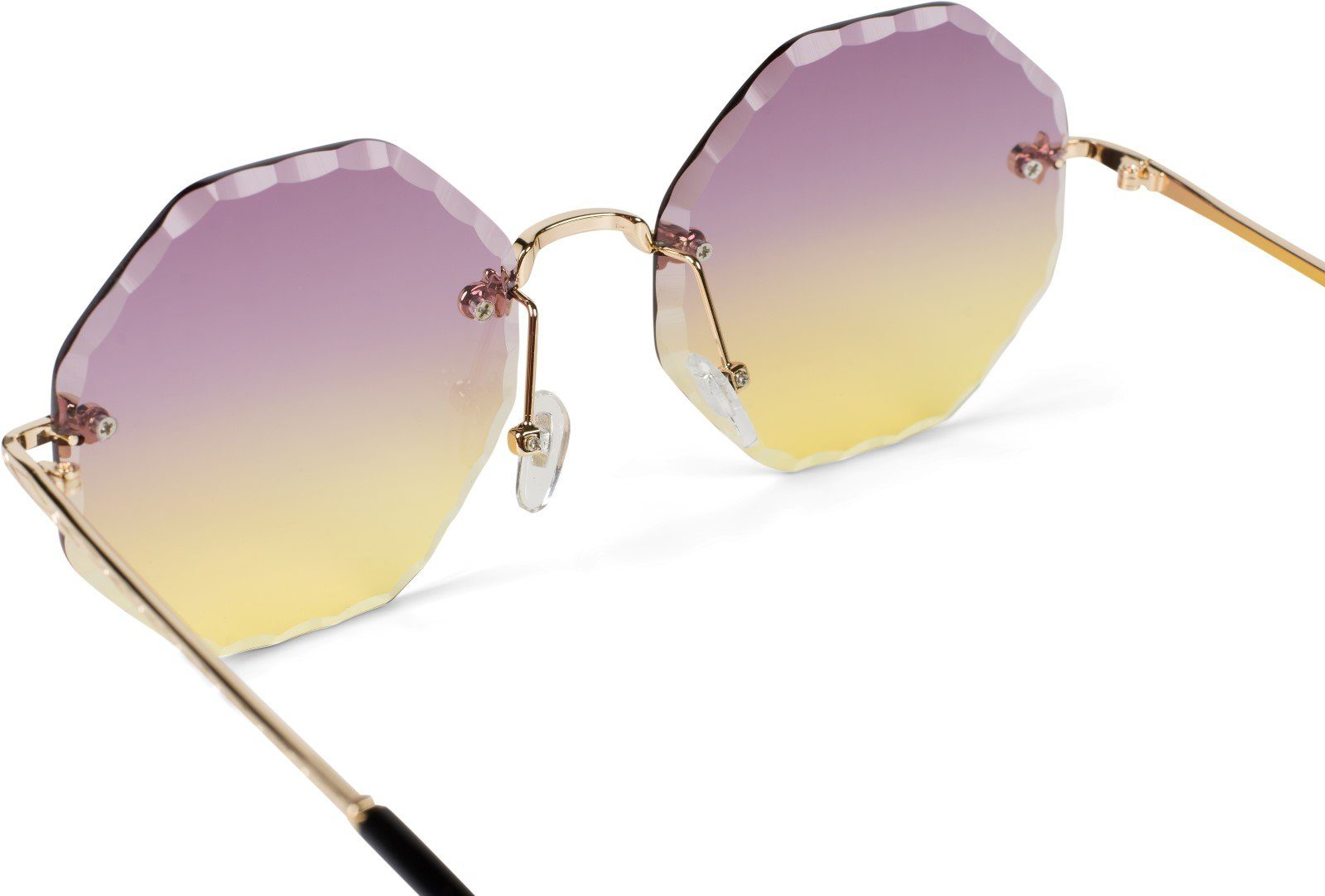 styleBREAKER Sonnenbrille (1-St) Getönt Gestell / Gold Violett-Gelb Verlauf Glas