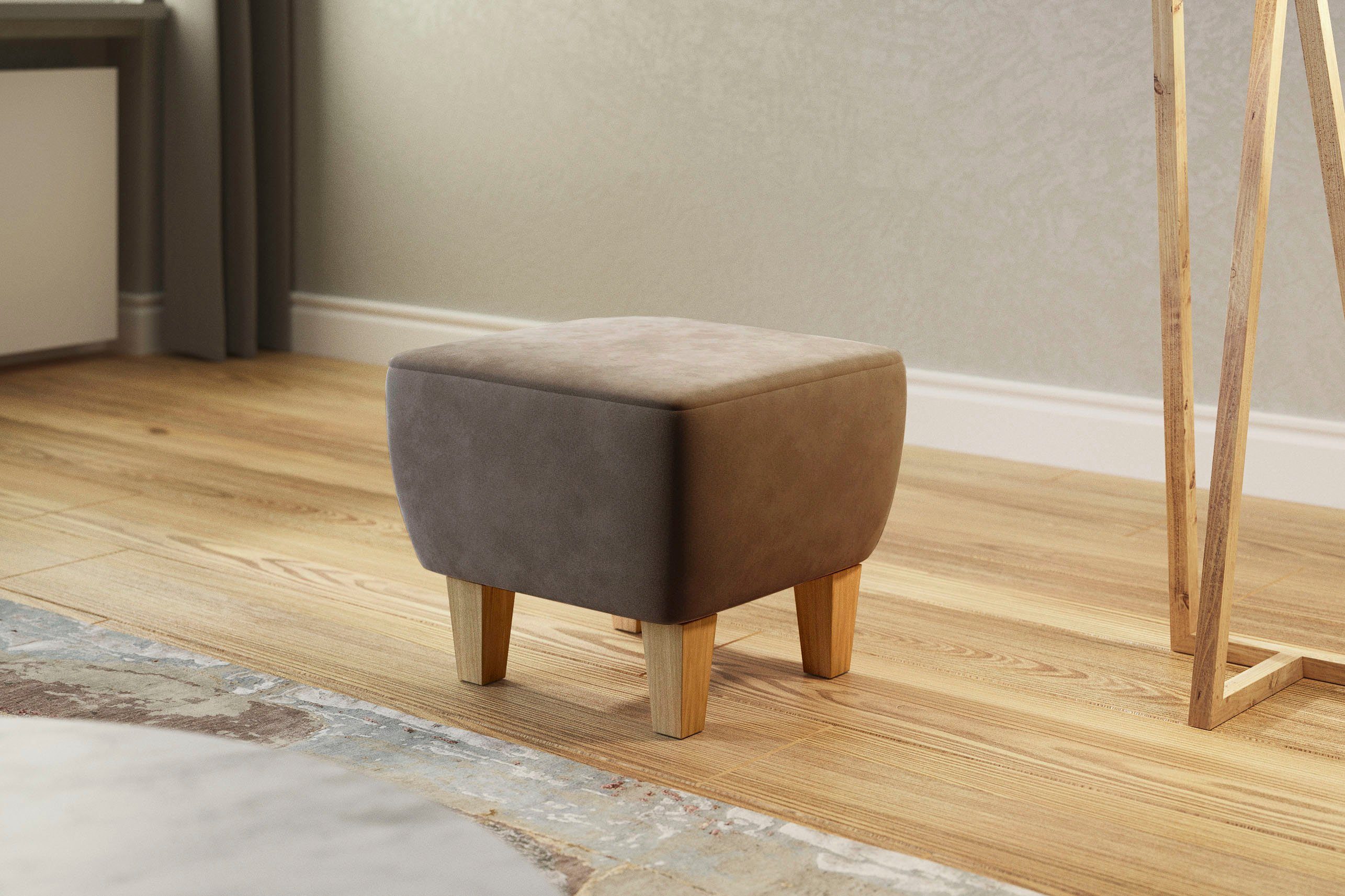 Home affaire Polsterhocker Viva, mit Eichenfüßen