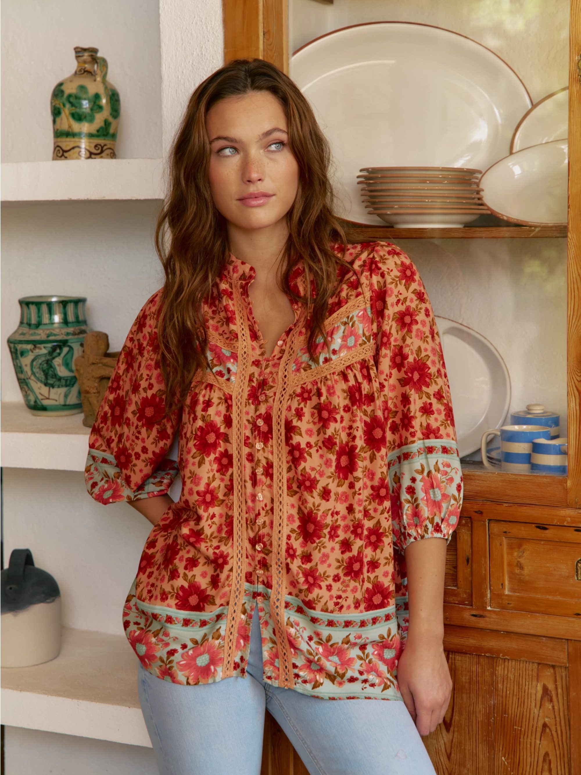 ANNIS Fashion & Accessoires Tunika "ROSALIE BLOOM" v. Jaase (1-tlg) Leichte Tunikabluse, sommerlicher Floraldruck, Viskose