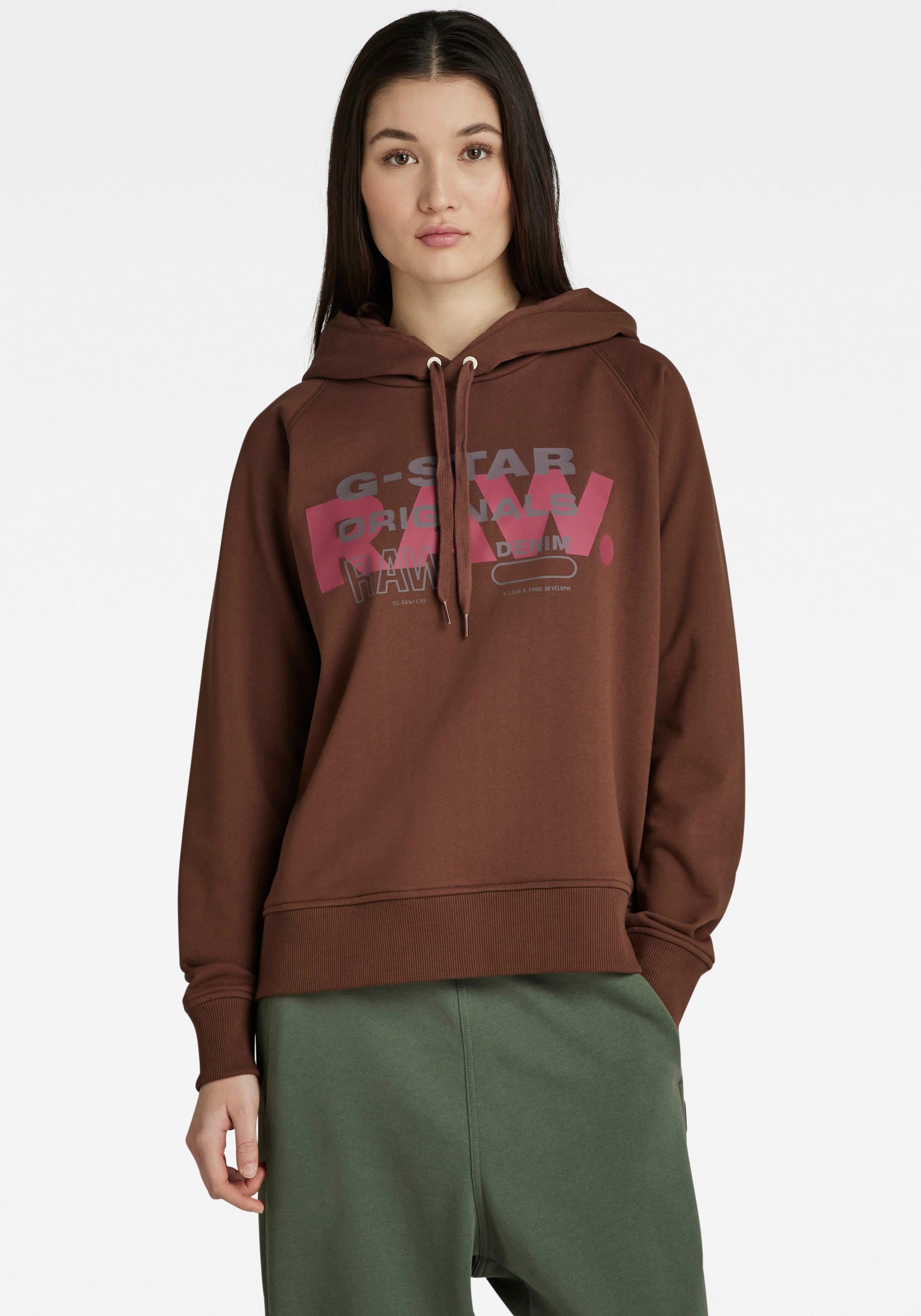 G-Star RAW Sweatshirt Sweatshirt Raglan raw originals hdd sw mit Grafikprint vorne auf der Brust chocolate lab (braun bedruckt)