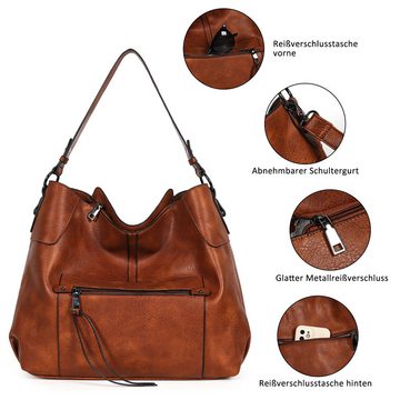 TAN.TOMI Schultertasche Handtasche Damen Shopper Lederimitat Groß Umhängetasche Schultertasche