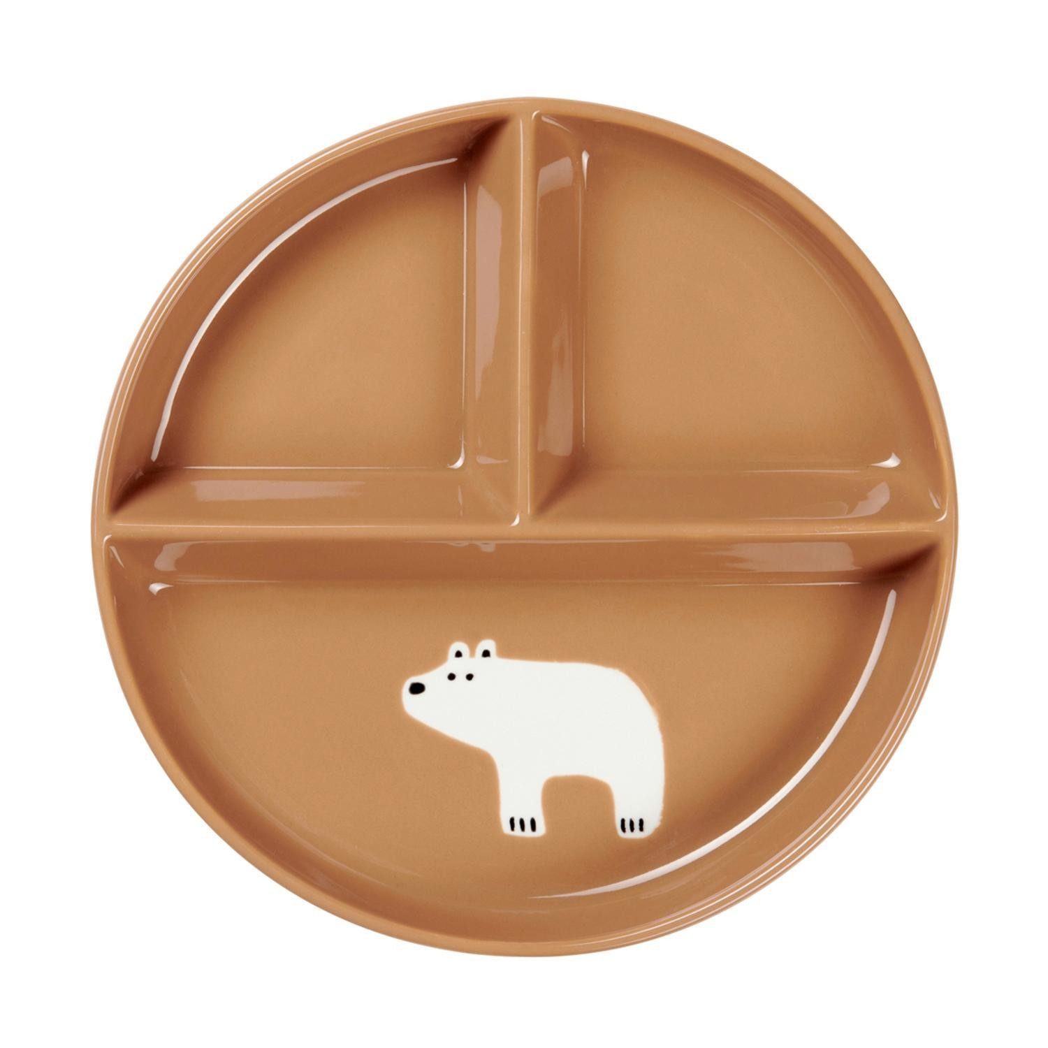 ASA SELECTION Teller Kinderteller BUDDIES, Ø 18 cm, Braun, Eisbär, (1 St), New Bone China, spülmaschinengeeignet