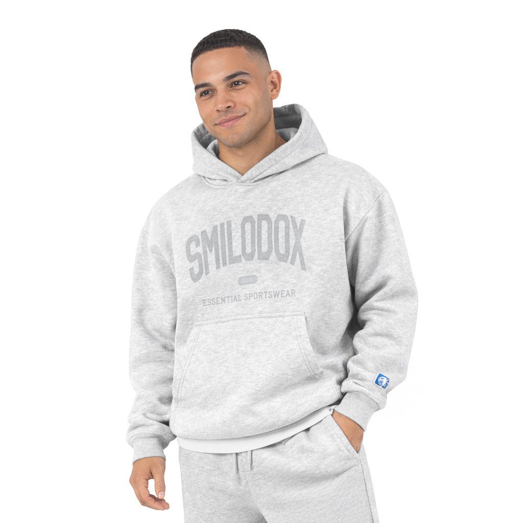 Smilodox Hoodie Oswin, Oversized Pullover Herren, Sweater mit Frontprint und Kapuze Baggy Fit, Weiches Sweatmaterial, ideal für Gym & Freizeit