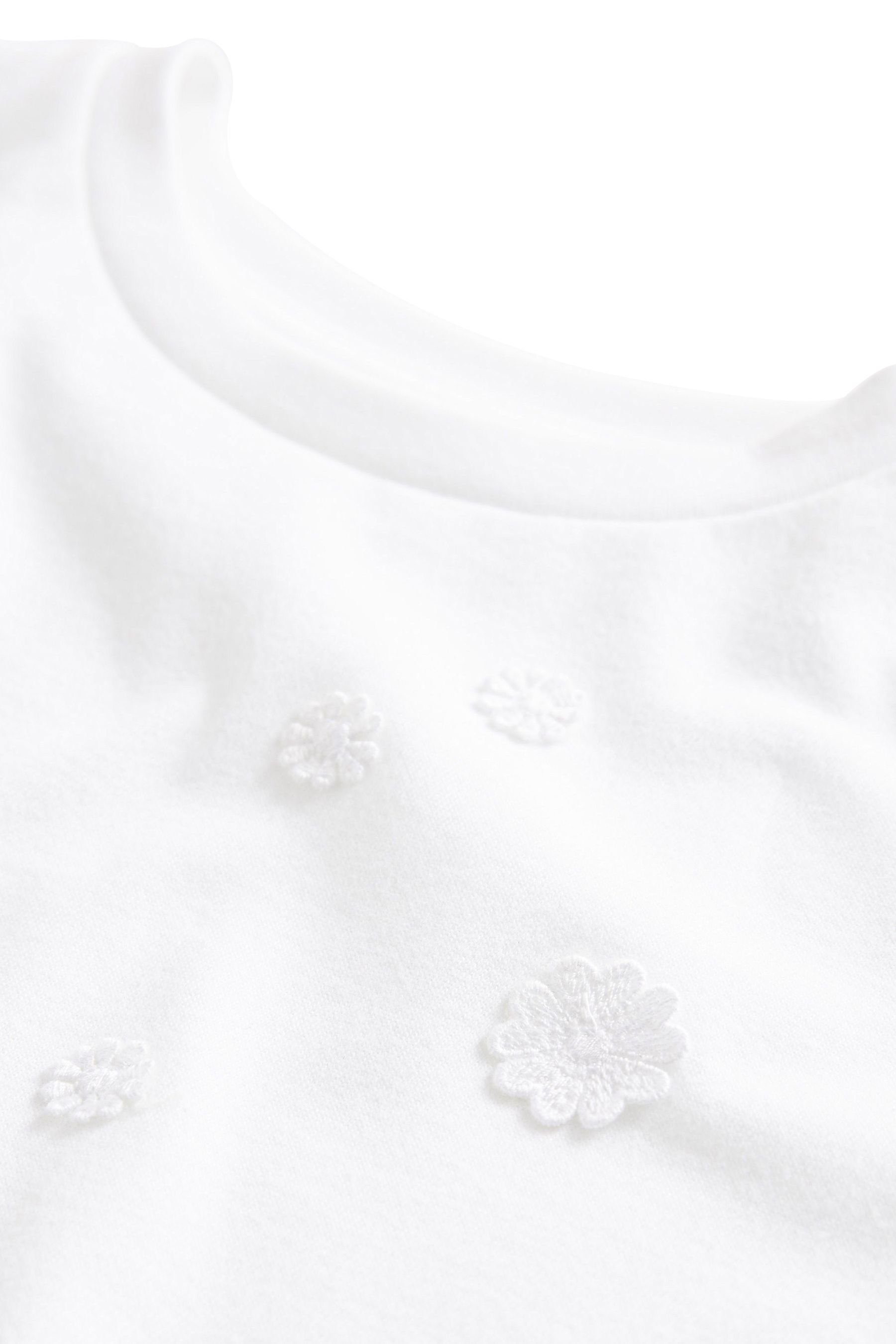 Next T-Shirt T-Shirt mit White (1-tlg) Häkelblume